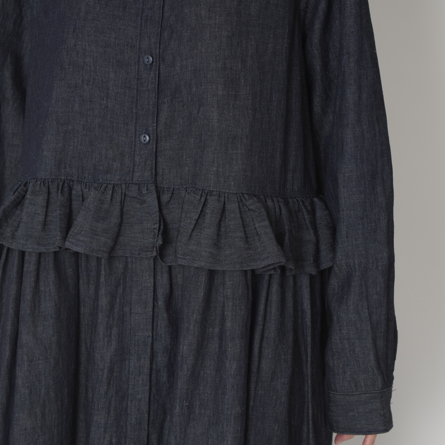 ubasoku/フリル加工比翼ウエストギャザー長袖ワンピース