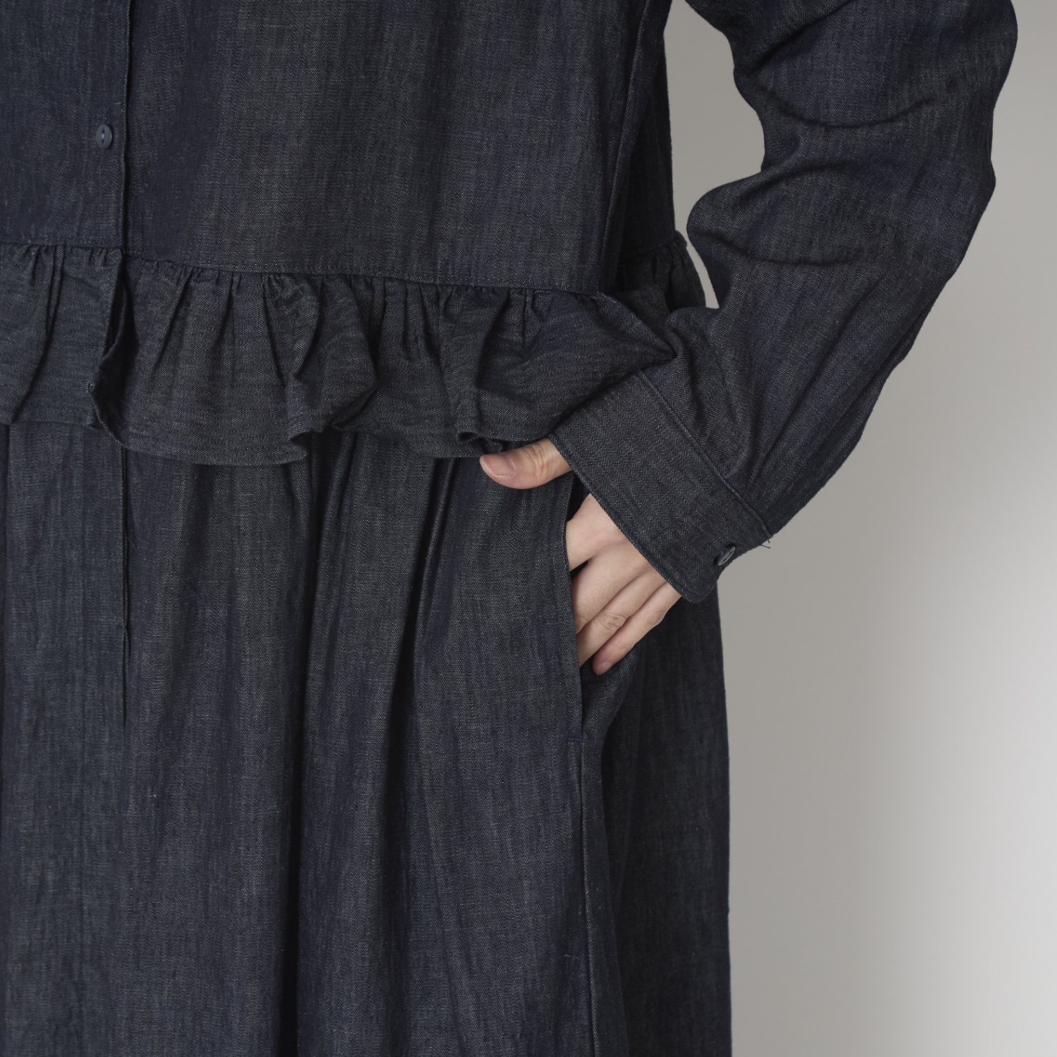 ubasoku/フリル加工比翼ウエストギャザー長袖ワンピース