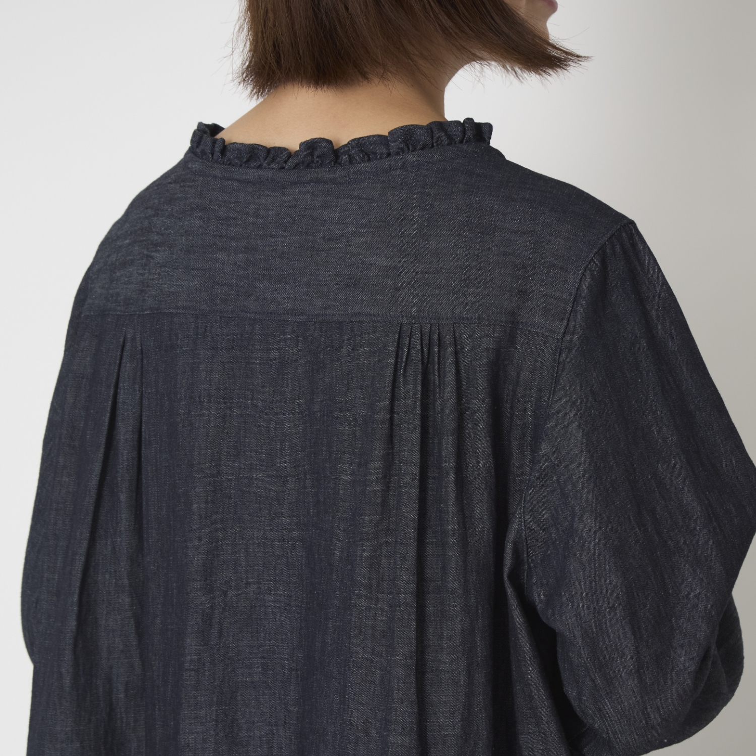 ubasoku/フリル加工比翼ウエストギャザー長袖ワンピース