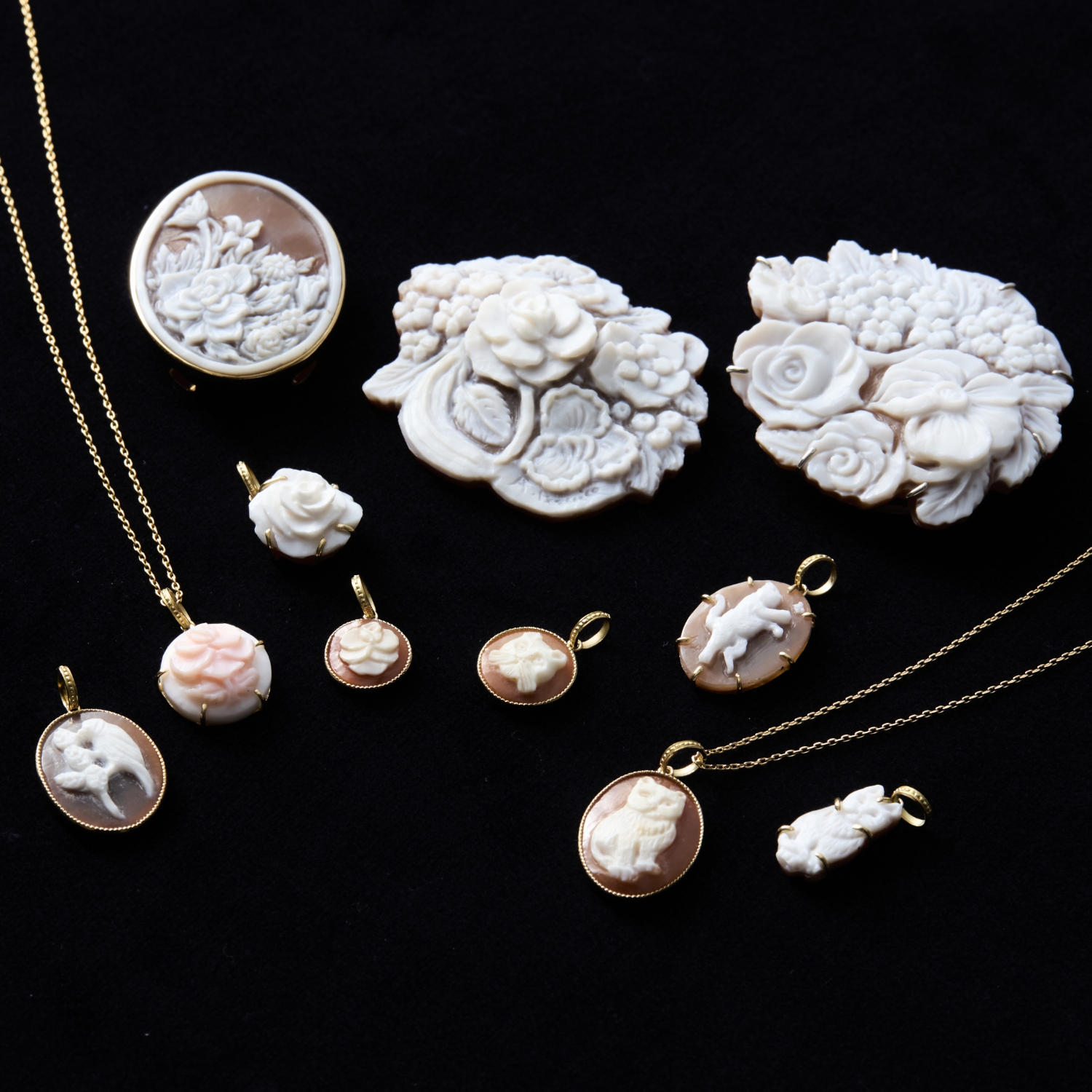 La mascotte cameo collection/コンクシェル バラ カメオペンダントトップ