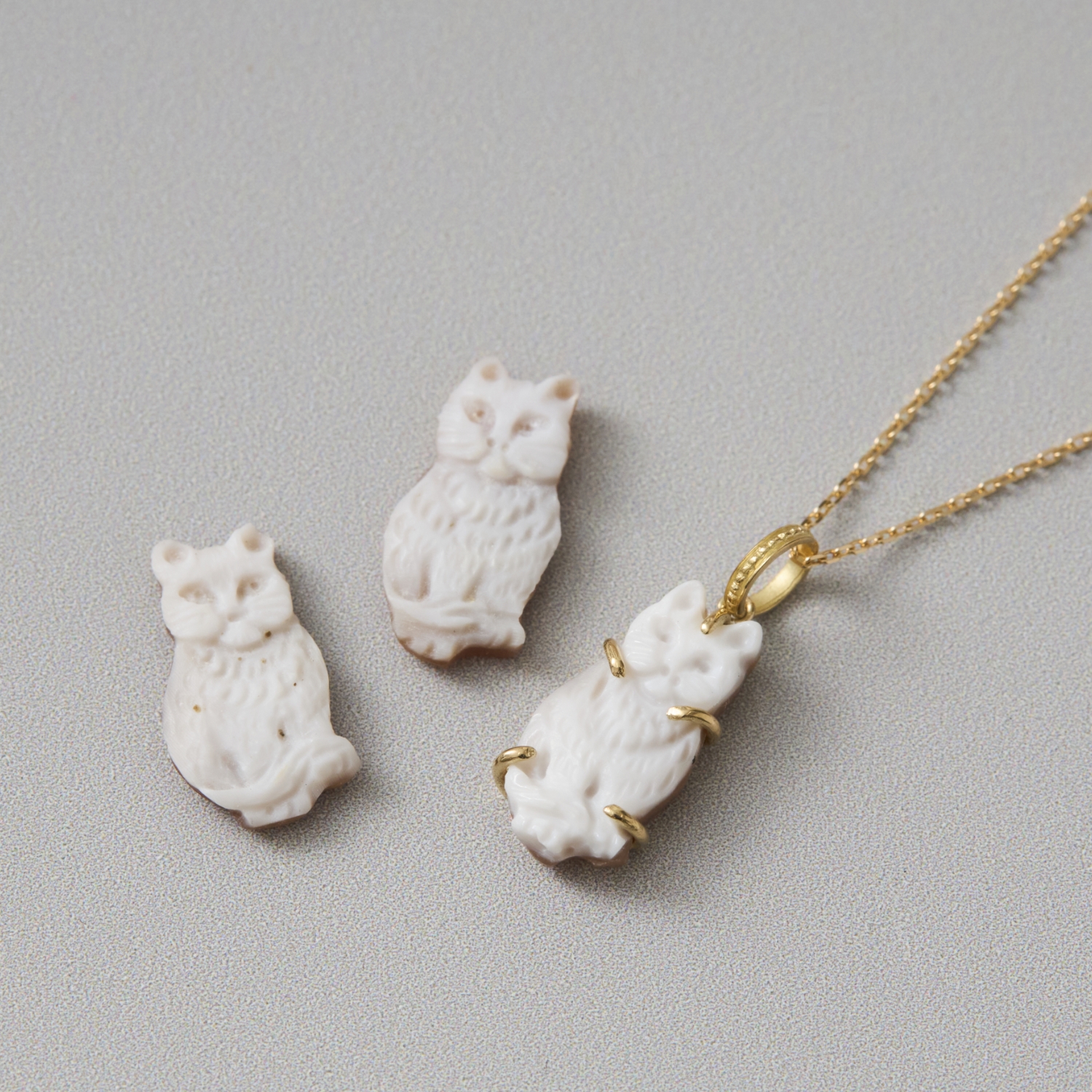 La mascotte cameo collection/切り抜き猫 カメオペンダントトップ