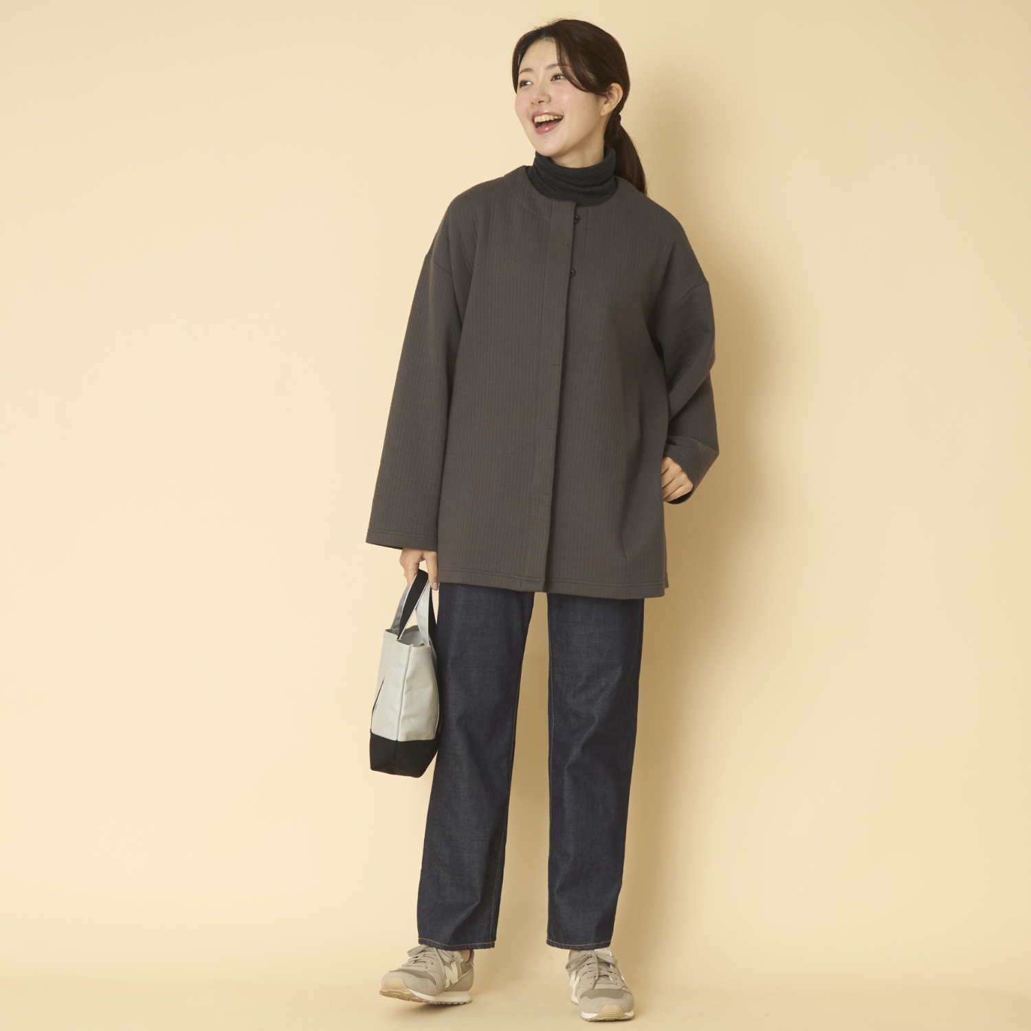 FILUM/キルトコクーンコート　チャコール