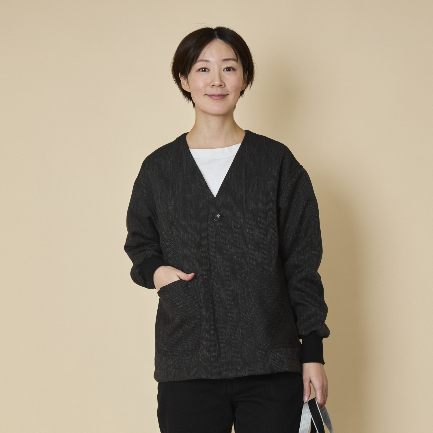 motone/ファブリックカーディガン