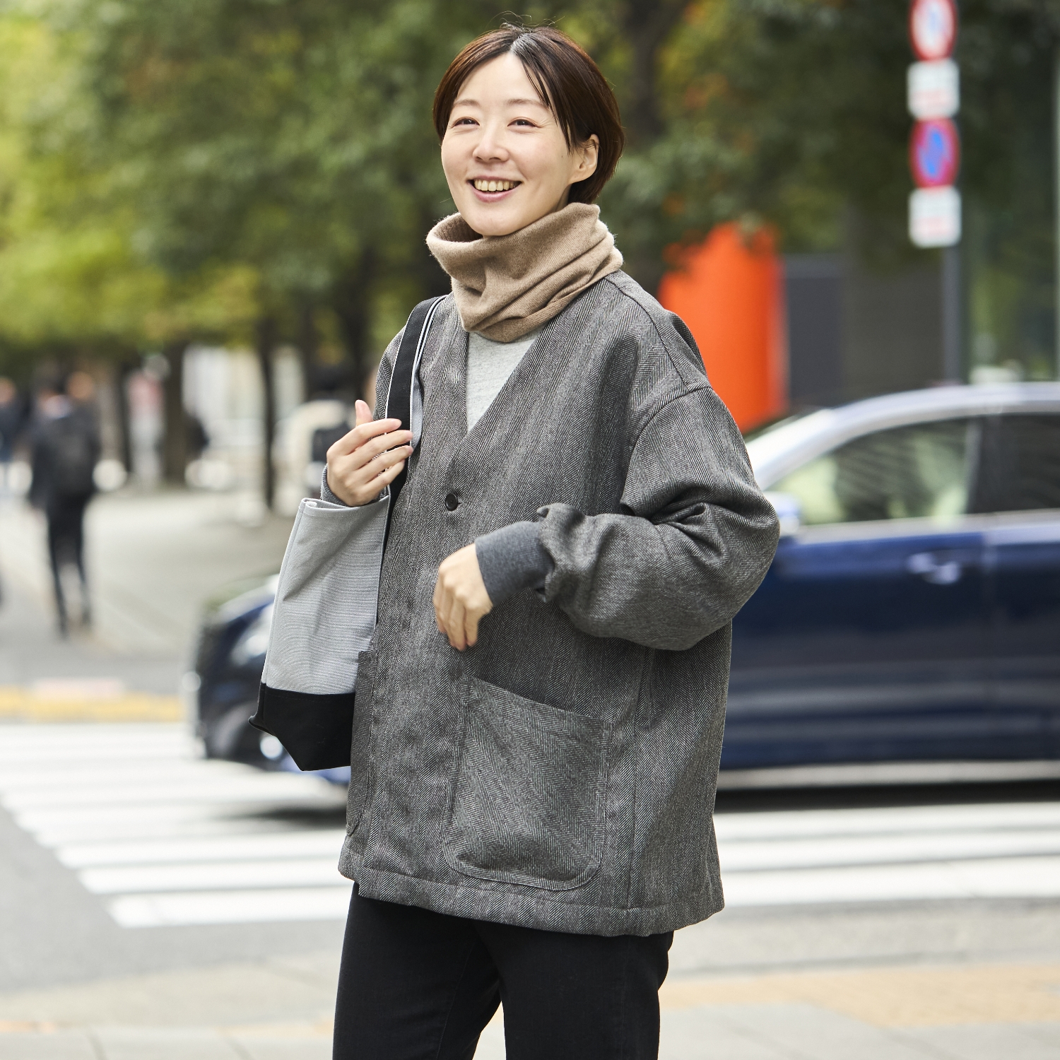 motone/ファブリックカーディガン