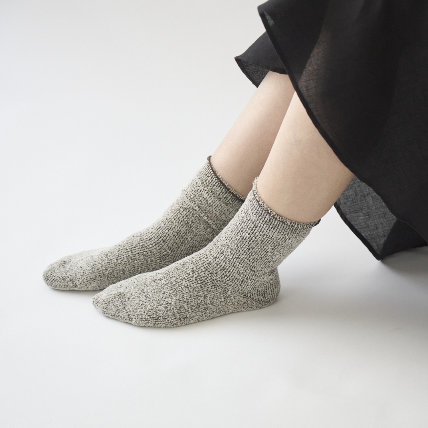くらしきぬ/シルク&ウール パイル先丸靴下