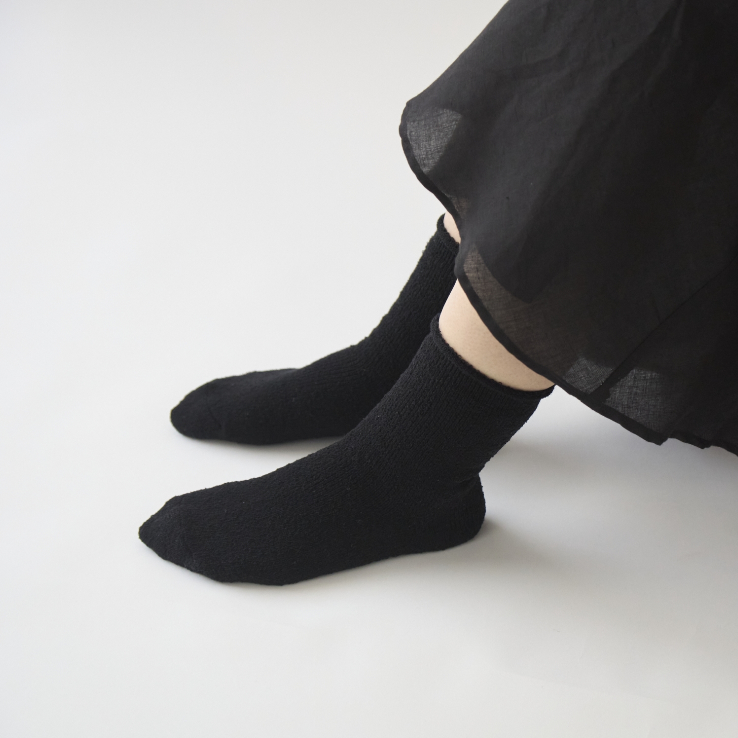 くらしきぬ/シルク&ウール パイル先丸靴下
