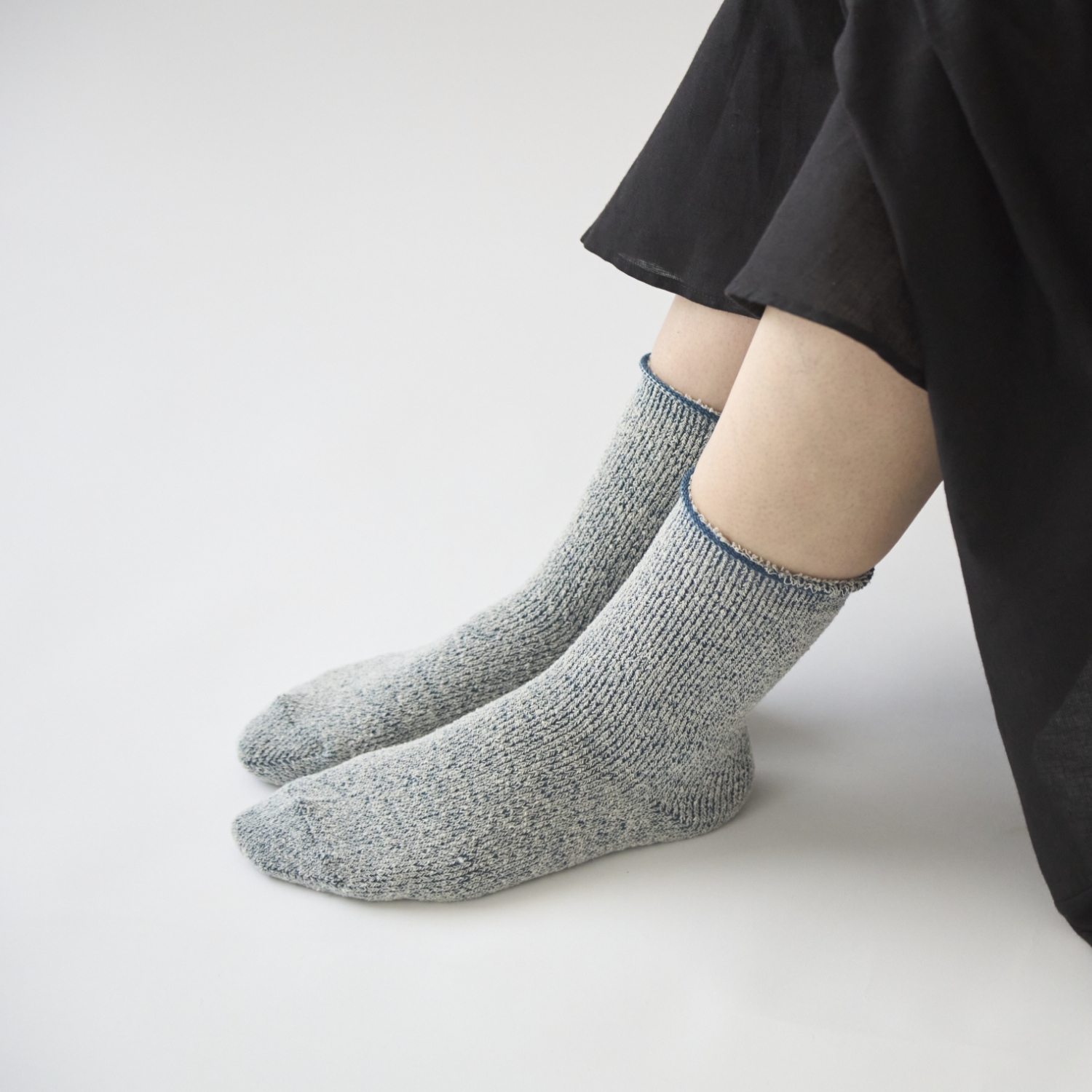 くらしきぬ/シルク&ウール パイル先丸靴下