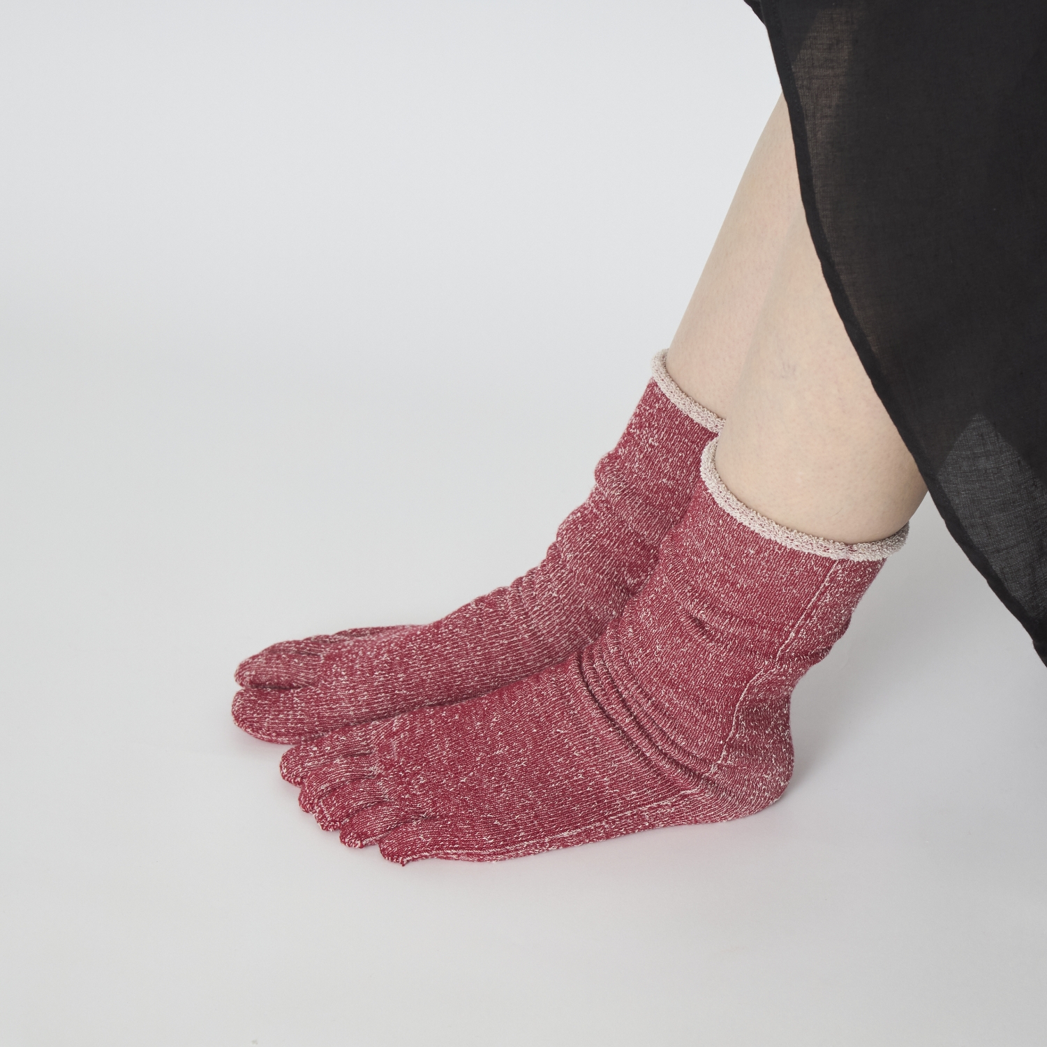 くらしきぬ/シルク&ウール パイル5本指靴下