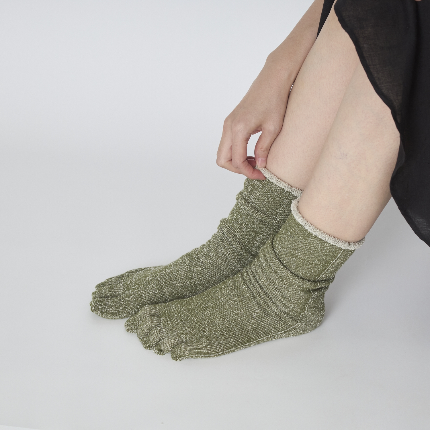 くらしきぬ/シルク&ウール パイル5本指靴下