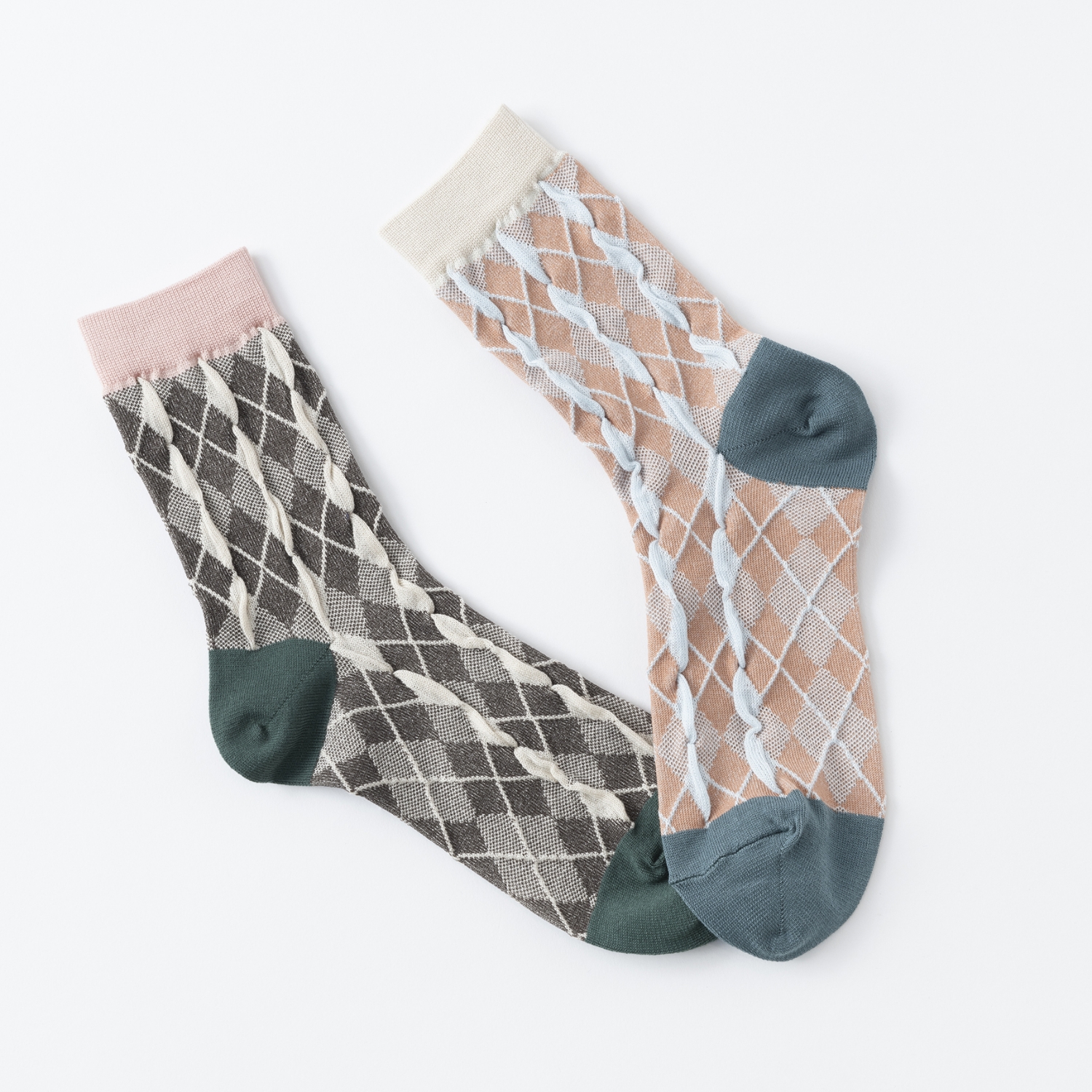 TRICOTE/BUMPY ARGYLE SOCKS