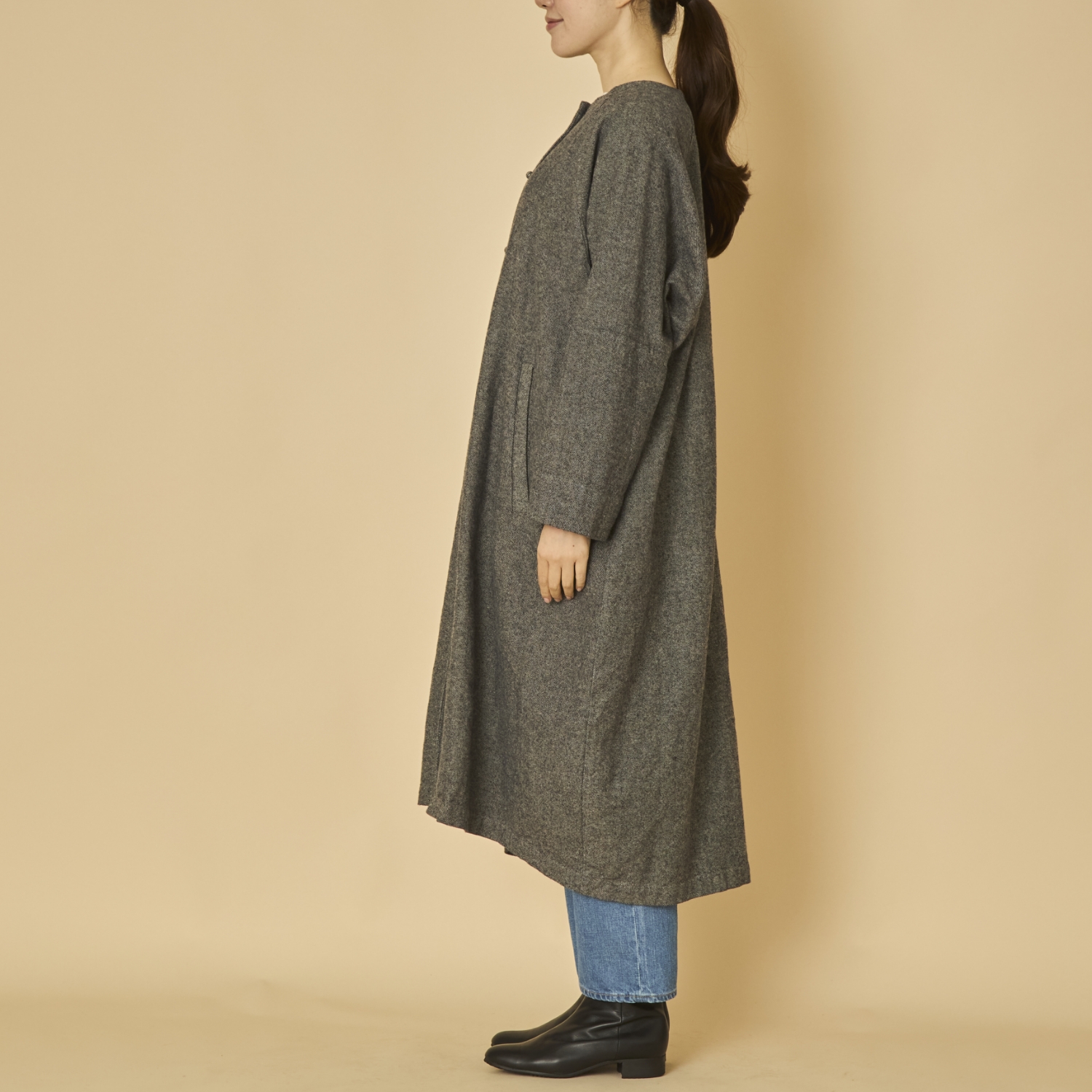 TANG./コットンリネン先染めツイル起毛 ライトコート