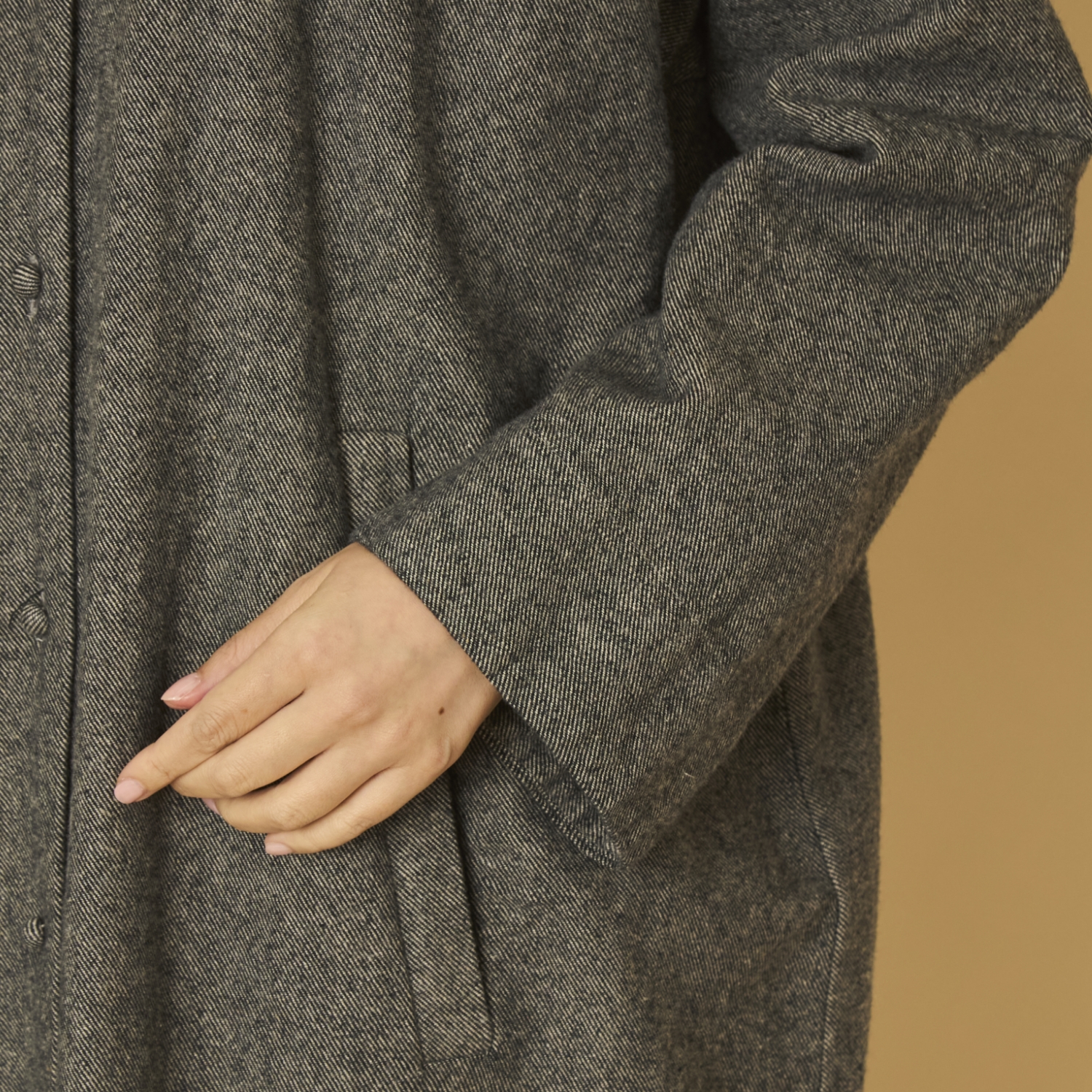 TANG./コットンリネン先染めツイル起毛 ライトコート