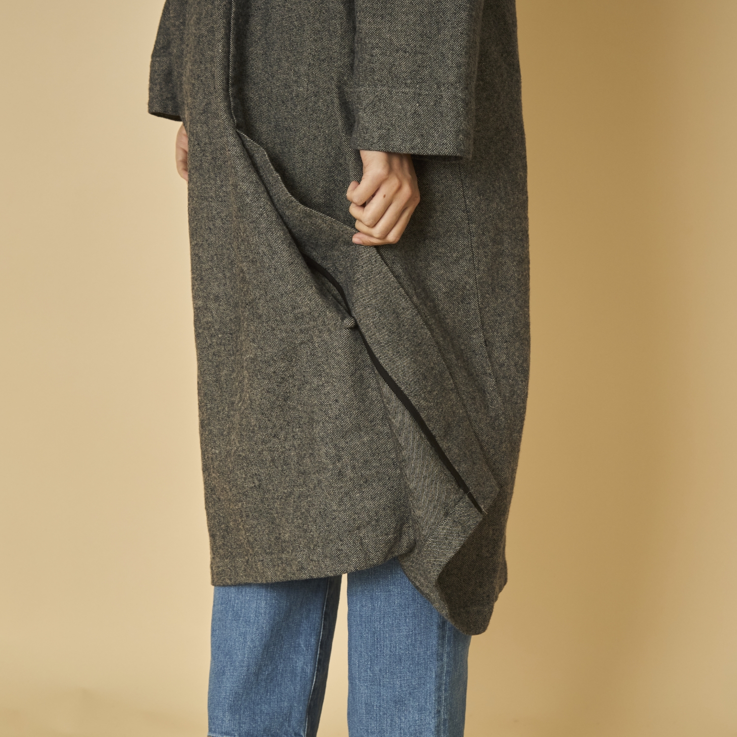 TANG./コットンリネン先染めツイル起毛 ライトコート