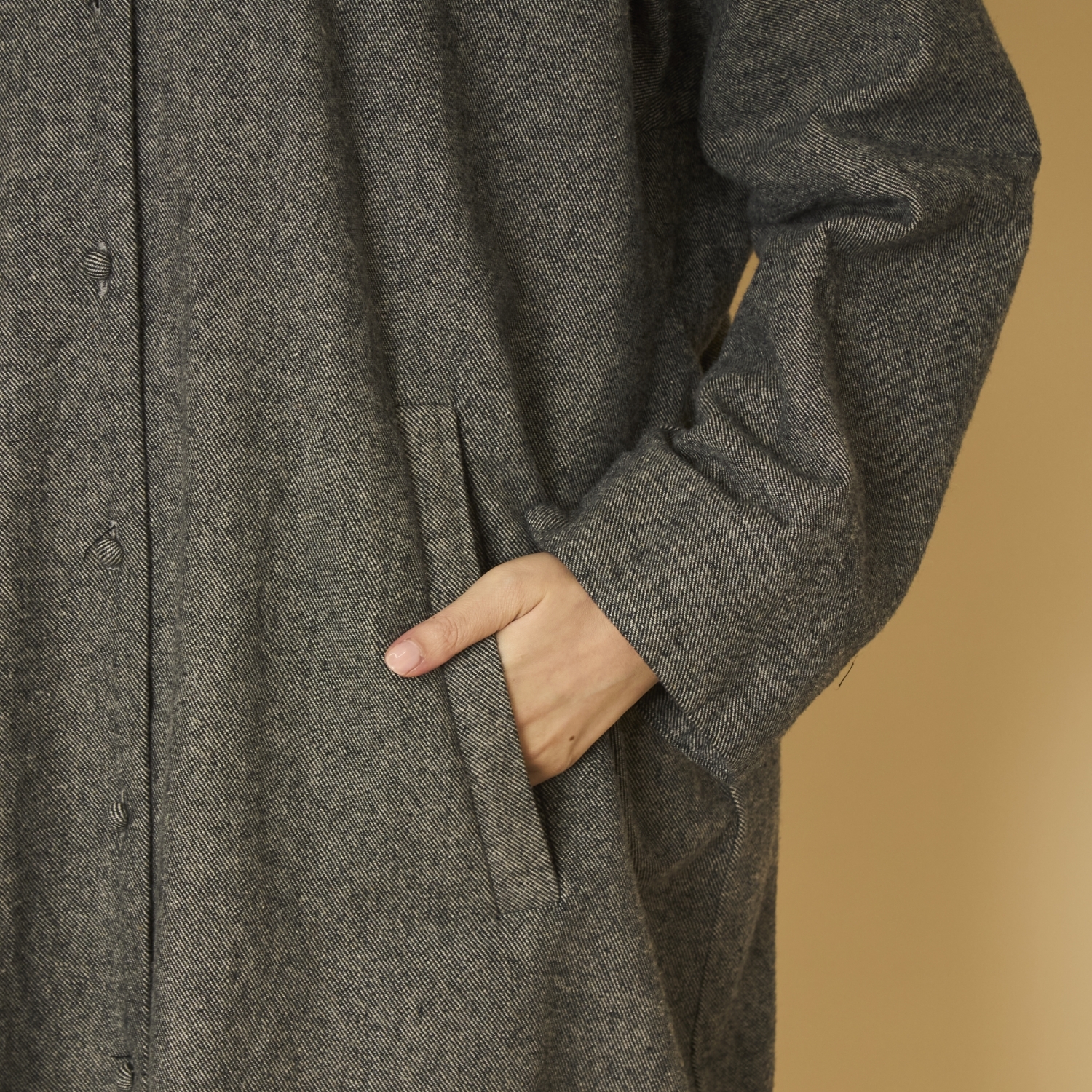TANG./コットンリネン先染めツイル起毛 ライトコート
