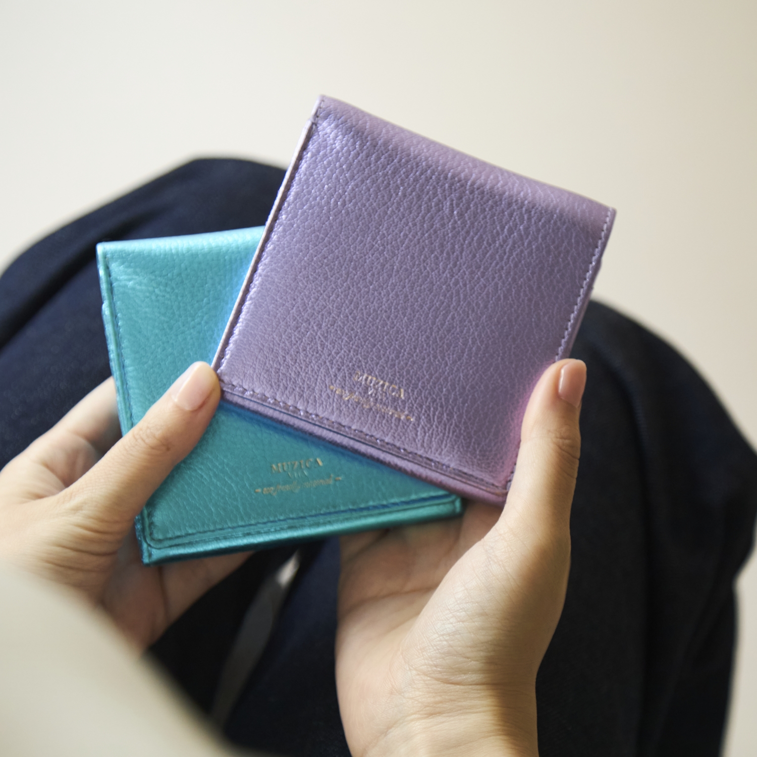 MUZICA VITA/インド山羊革2つ折り　ラメ財布