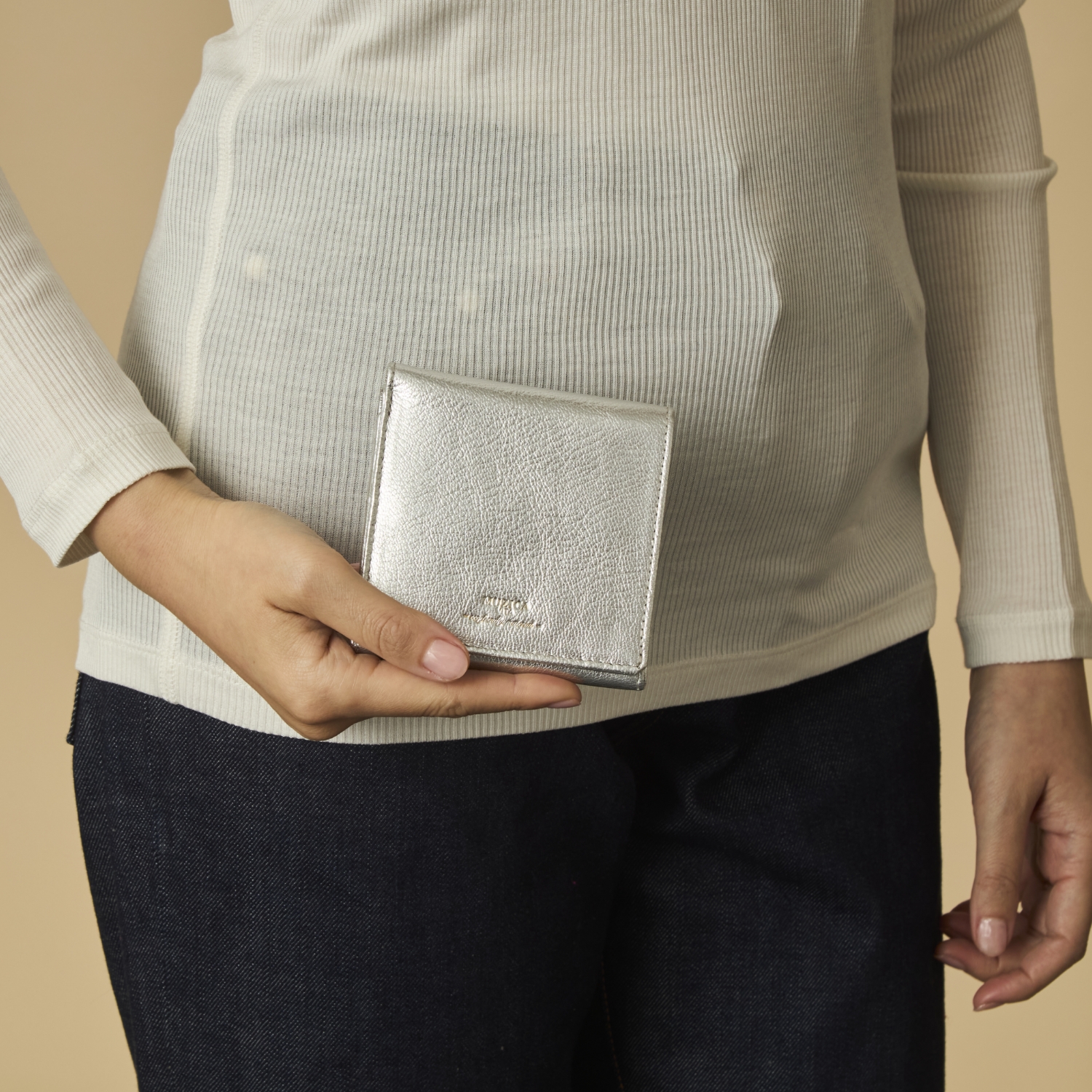 MUZICA VITA/インド山羊革2つ折り　ラメ財布