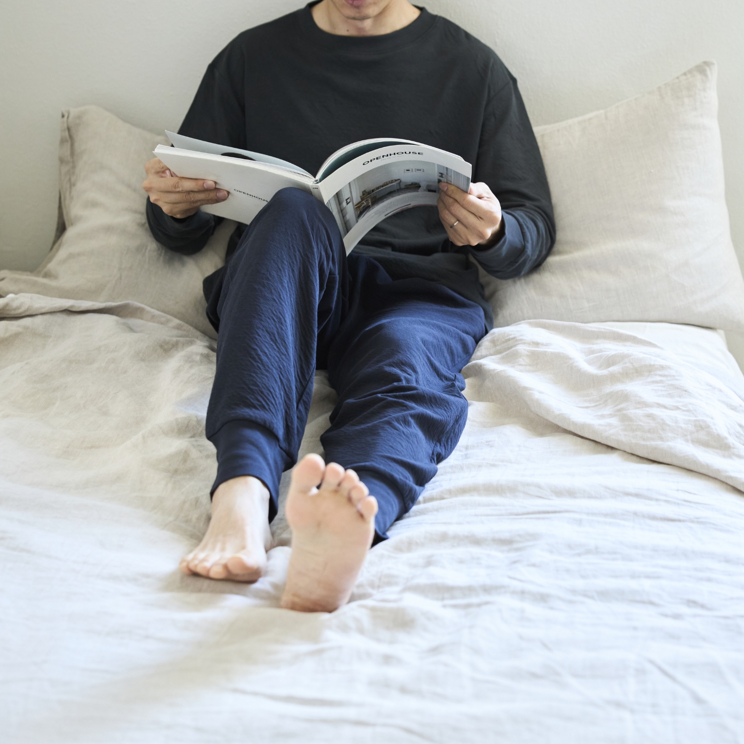 伸びるコットンガーゼのパジャマ兼ルームウェア プルオーバー メンズ