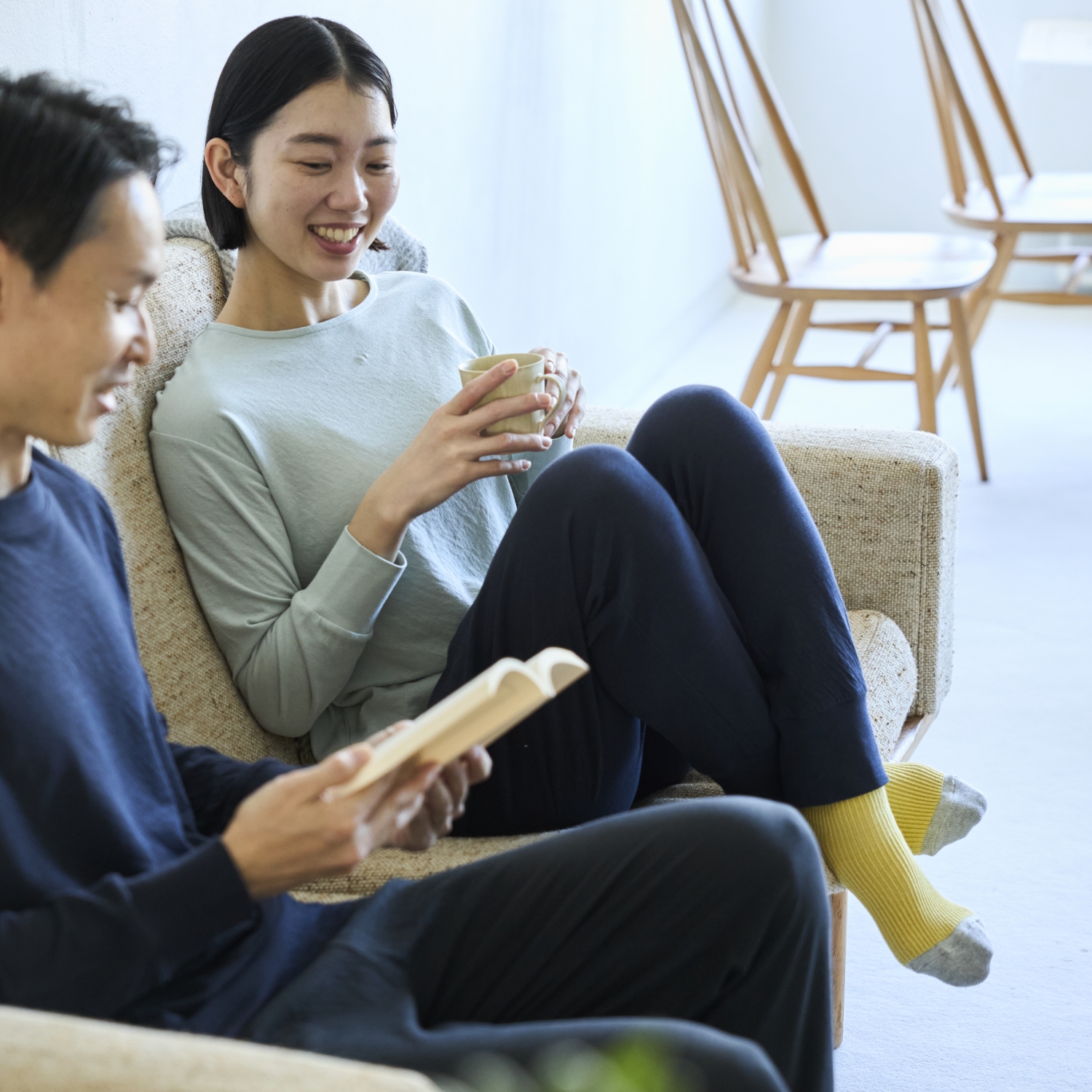 伸びるコットンガーゼのパジャマ兼ルームウェア プルオーバー メンズ