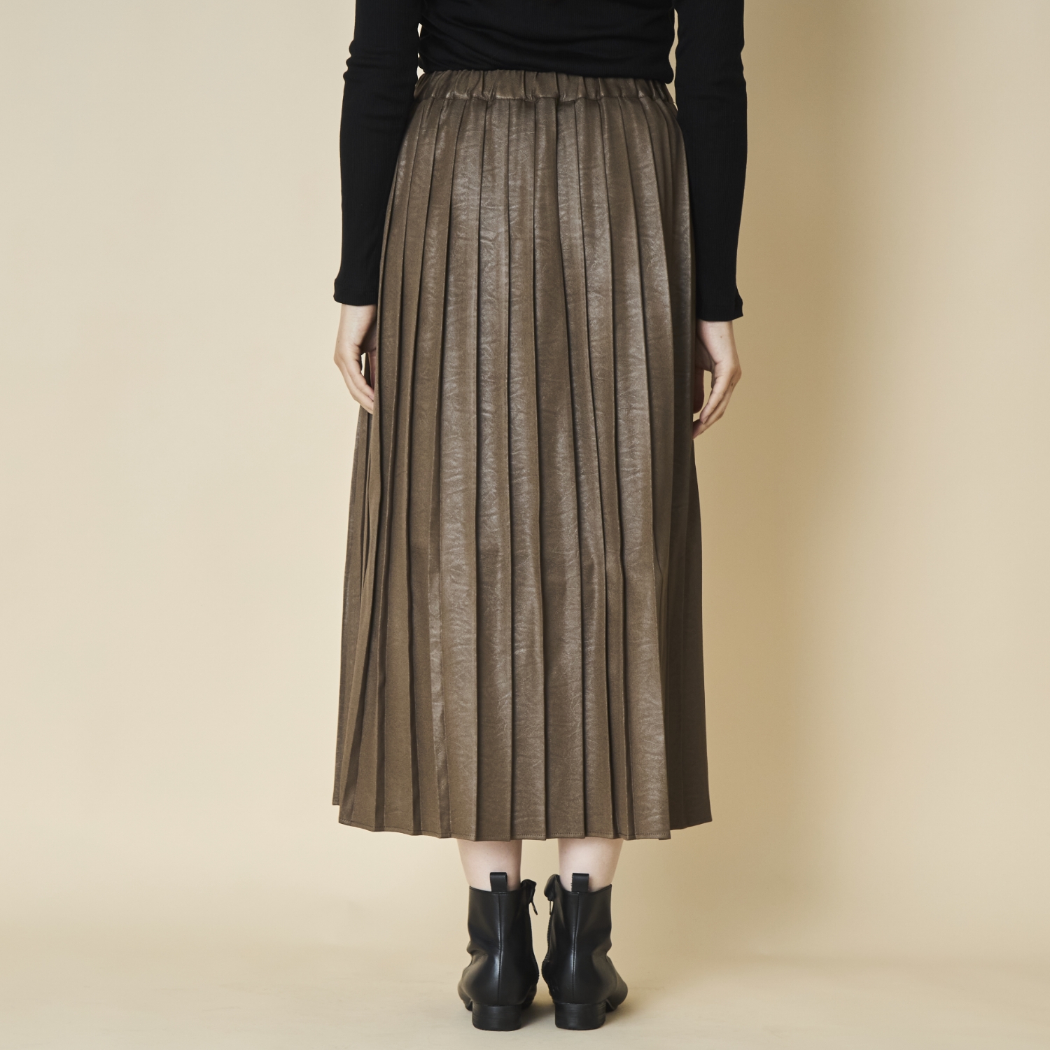 sosotto/レザー調切り替えプリーツスカート