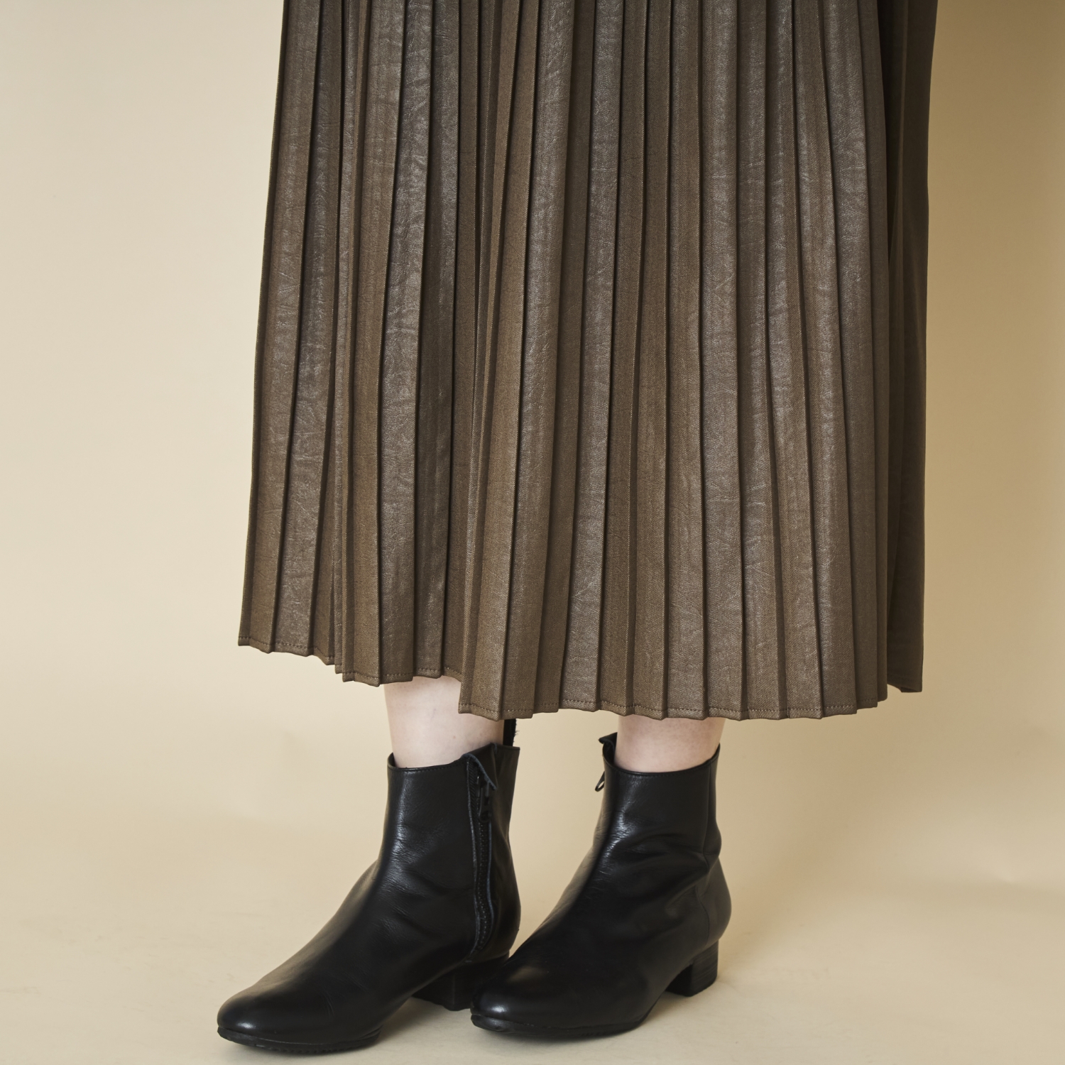 sosotto/レザー調切り替えプリーツスカート