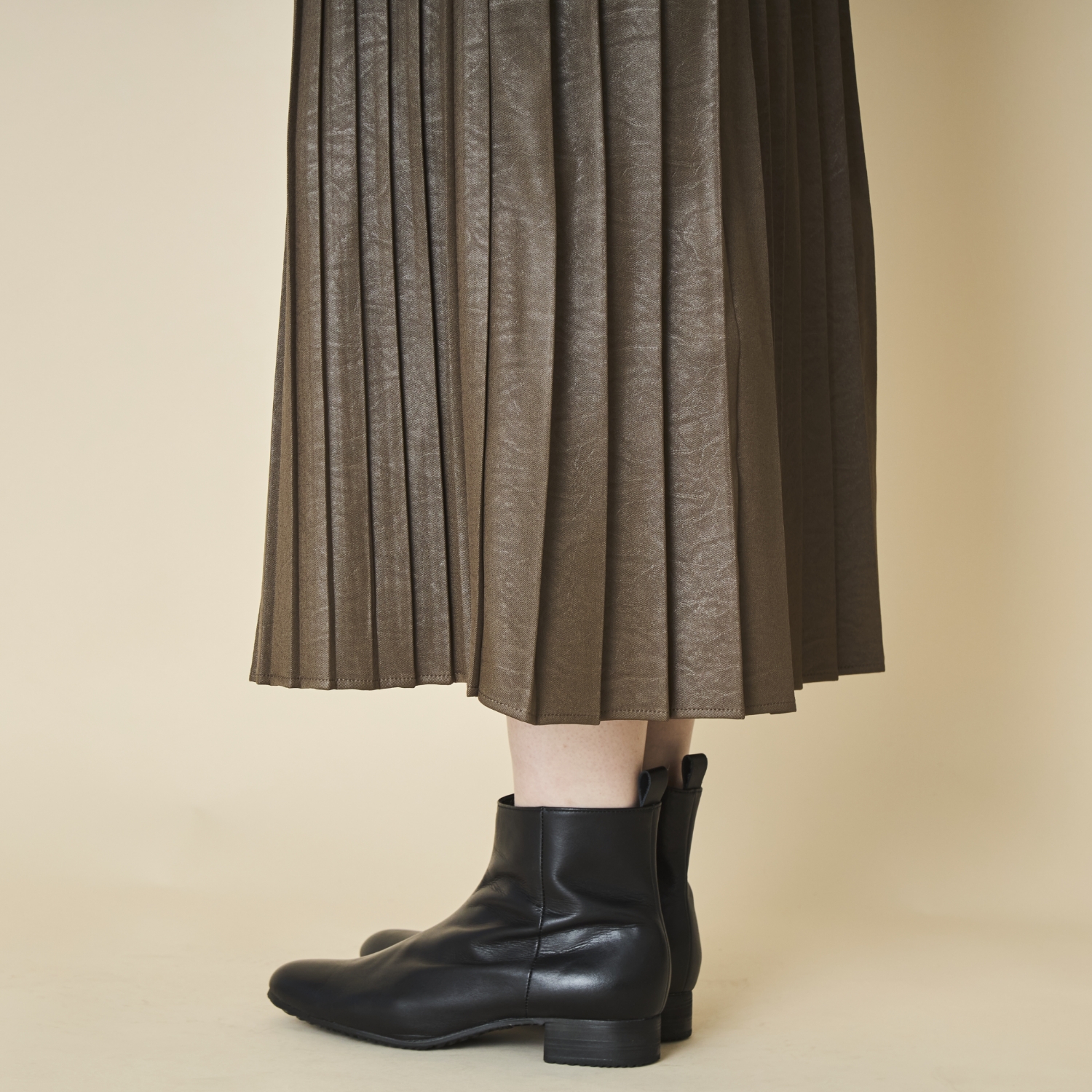 sosotto/レザー調切り替えプリーツスカート