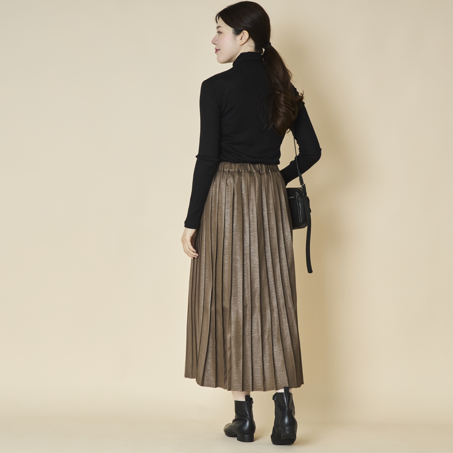 sosotto/レザー調切り替えプリーツスカート
