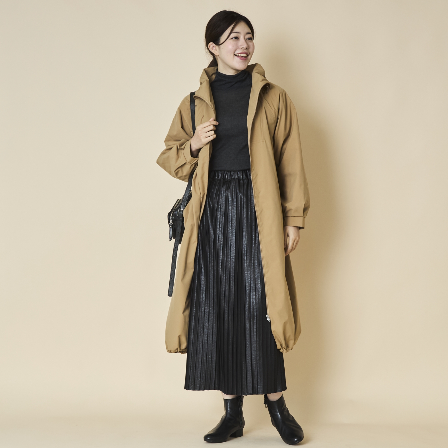 sosotto/レザー調切り替えプリーツスカート