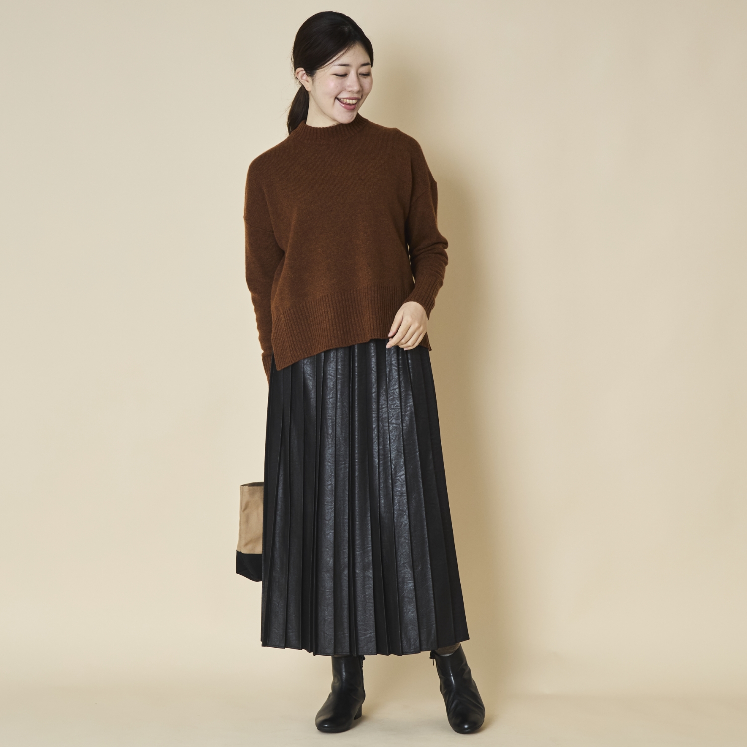 sosotto/レザー調切り替えプリーツスカート