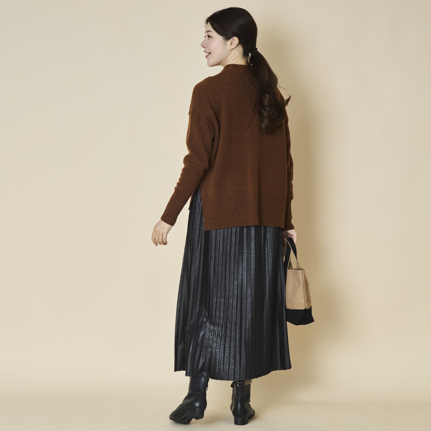 sosotto/レザー調切り替えプリーツスカート