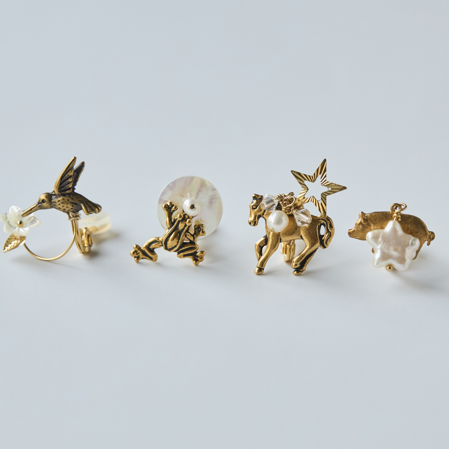 laneii/ブラスモチーフイヤリング -ひとつひとつハンドメイドで作