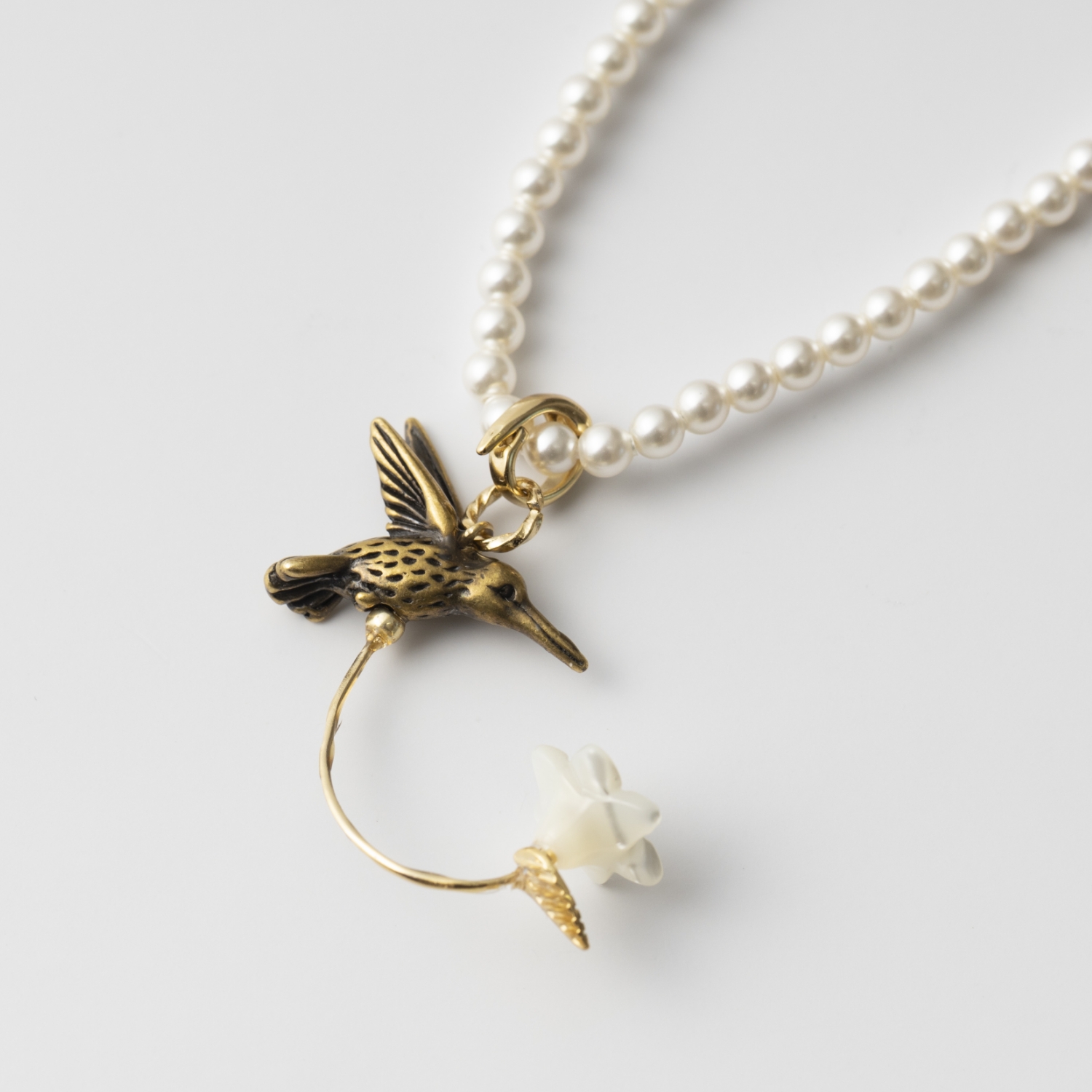 laneii/ブラスモチーフ×クリスタルパール2wayネックレス