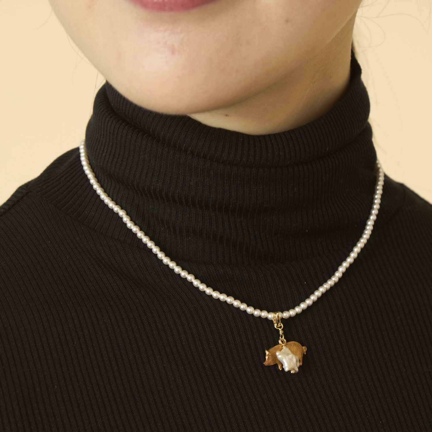 laneii/ブラスモチーフ×クリスタルパール2wayネックレス