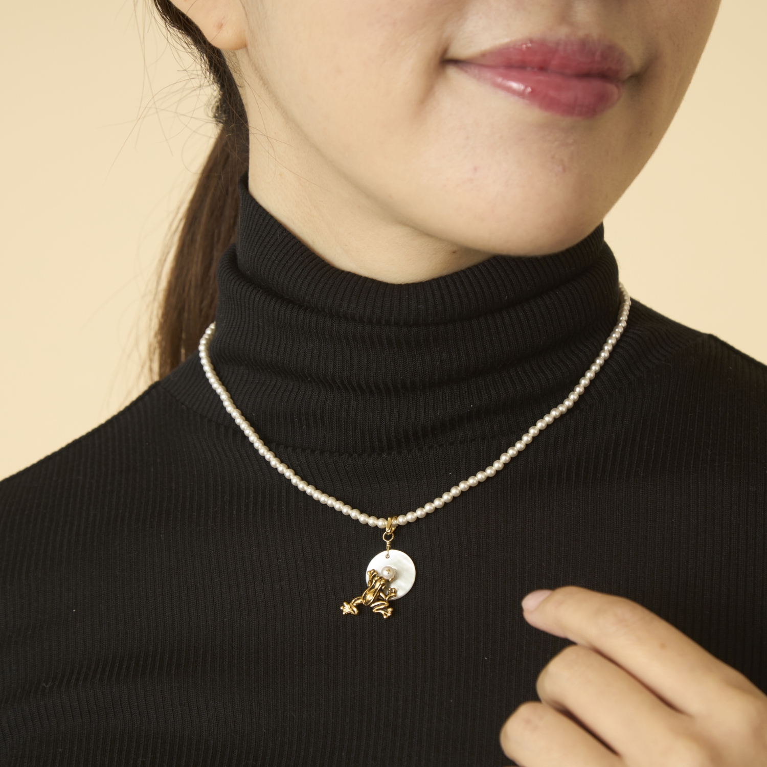 laneii/ブラスモチーフ×クリスタルパール2wayネックレス