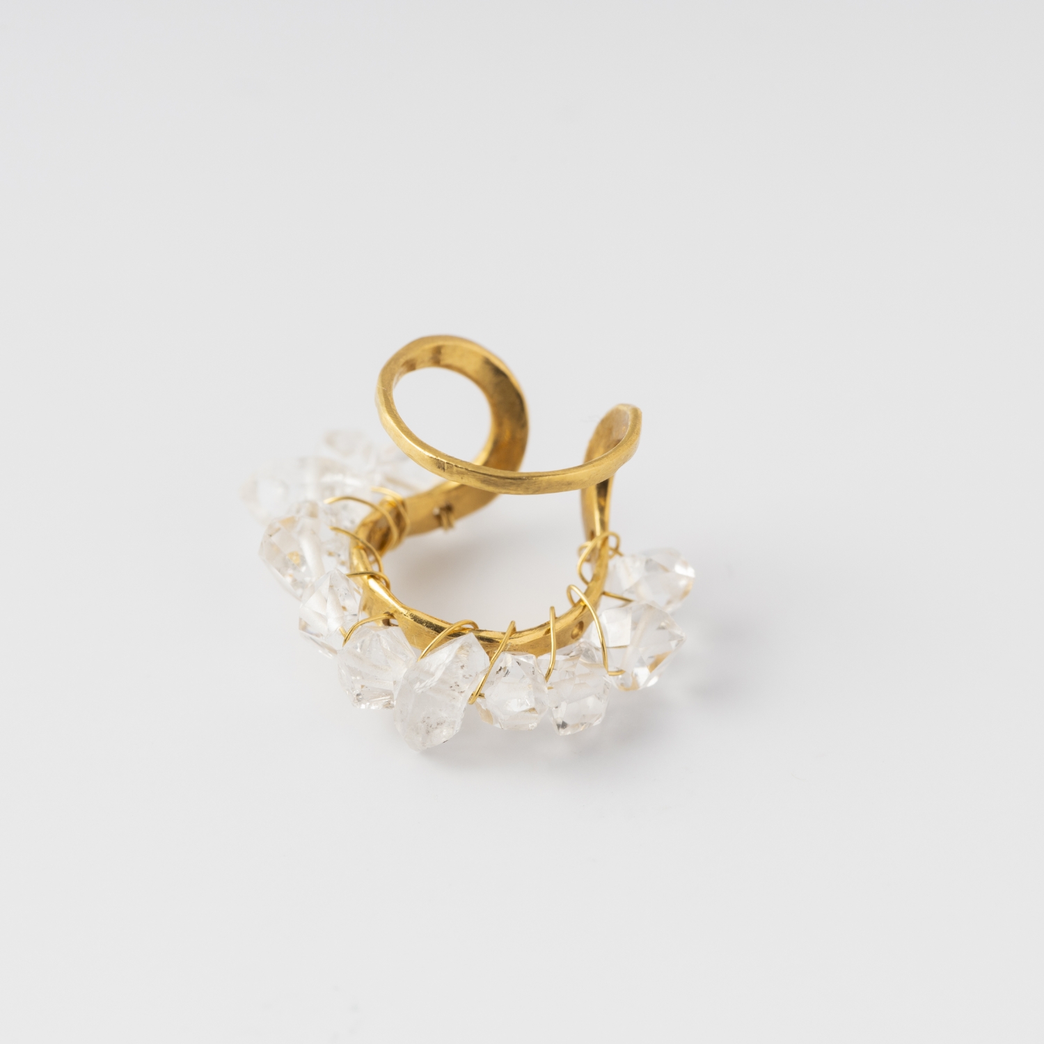 PLAFU/bloom gems earcuff with Herkimer Diamond
