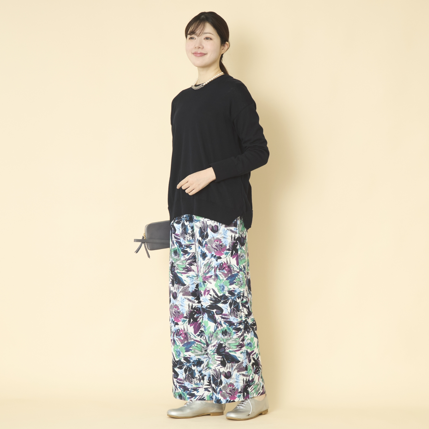 denicher/ボタニカルフラワーイージーパンツ