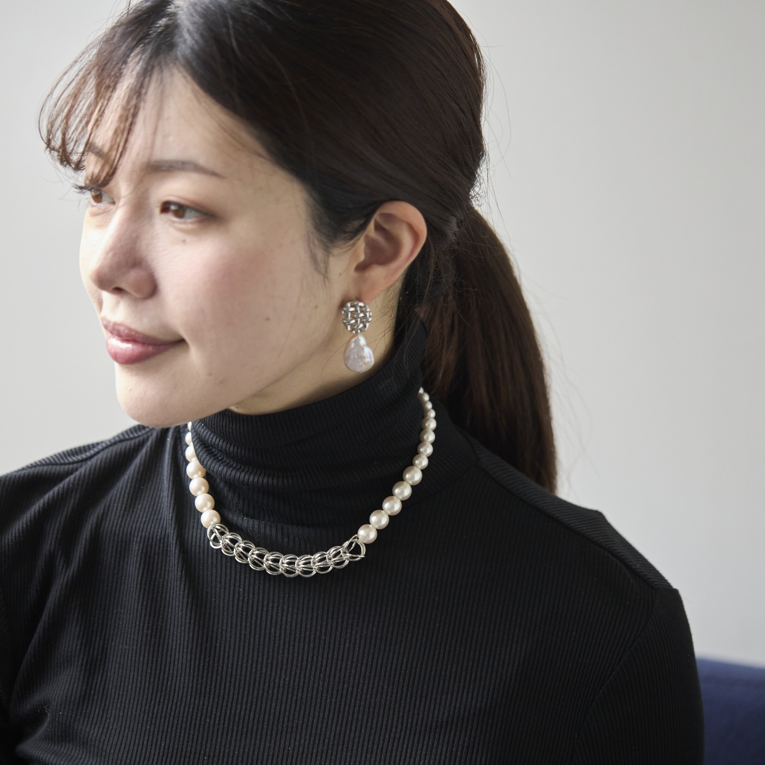 F.sequence/ボックスチェーンパールネックレス