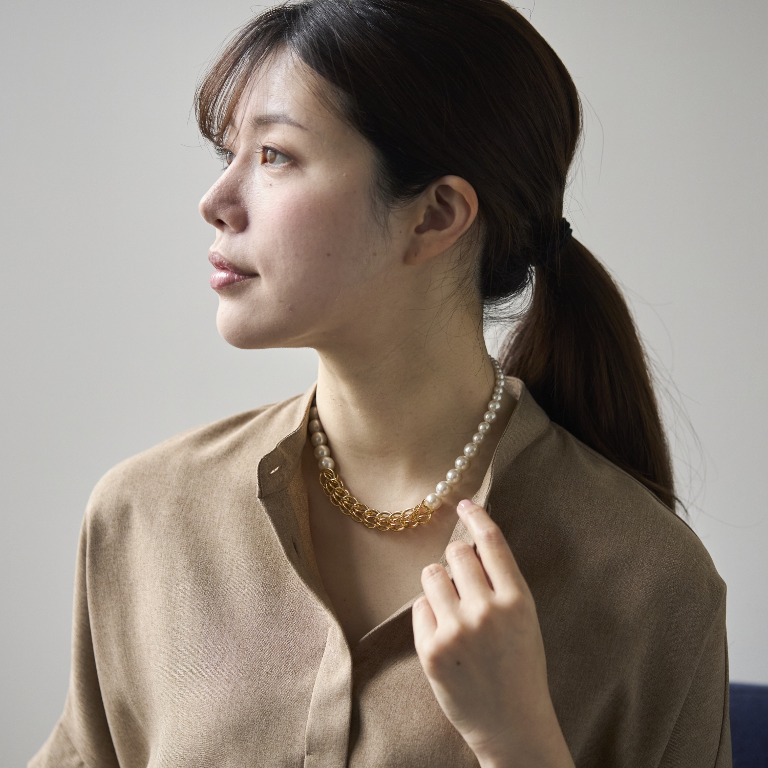 F.sequence/ボックスチェーンパールネックレス