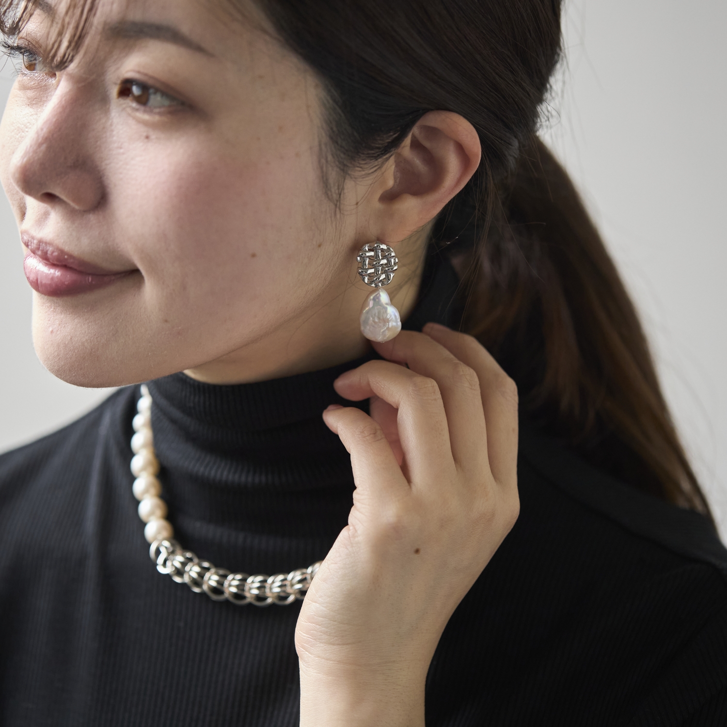 F.sequence/ブレイド淡水パールピアス