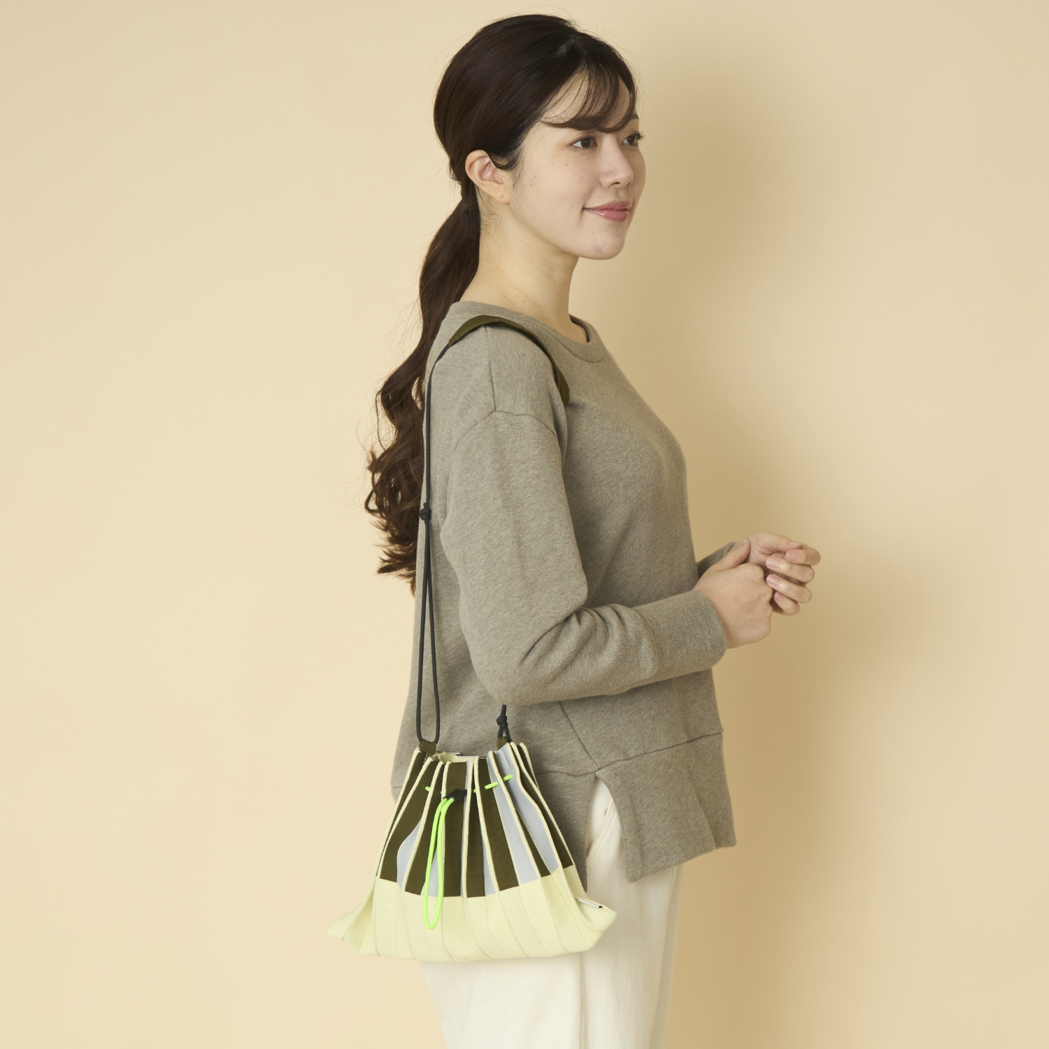 TRICOTE/STRIPED PLEATS MINI BAG