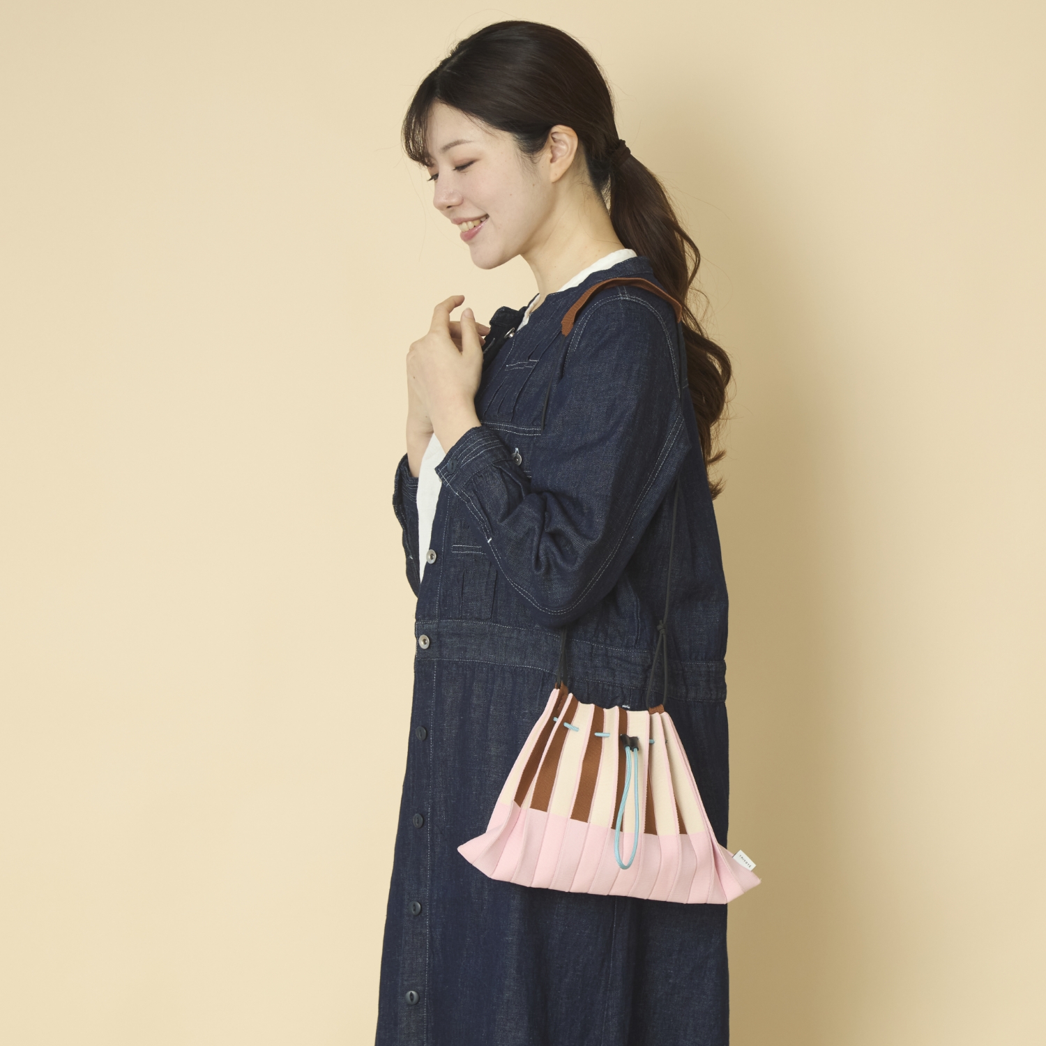 TRICOTE/STRIPED PLEATS MINI BAG