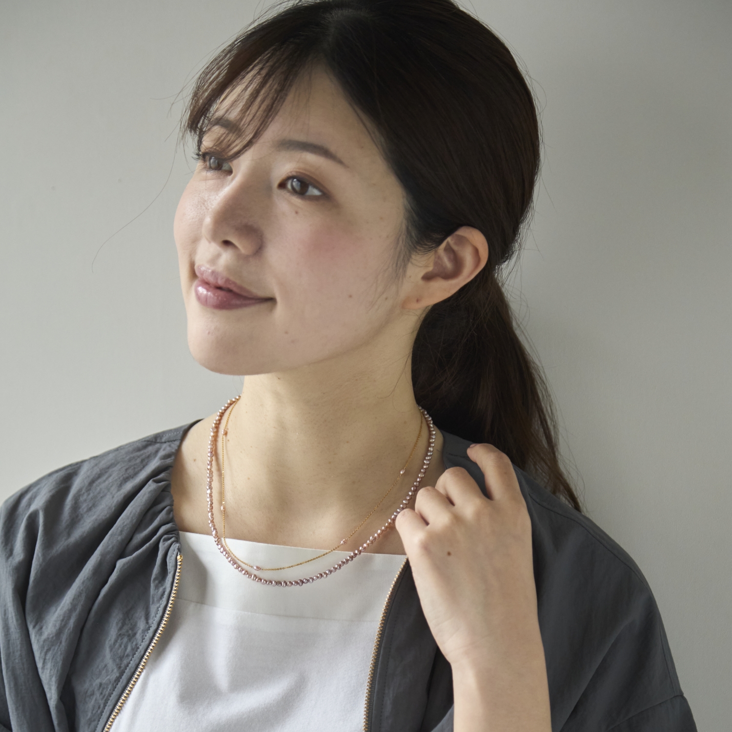 misa/Kilka two way magnet clasp necklace ピンクパール