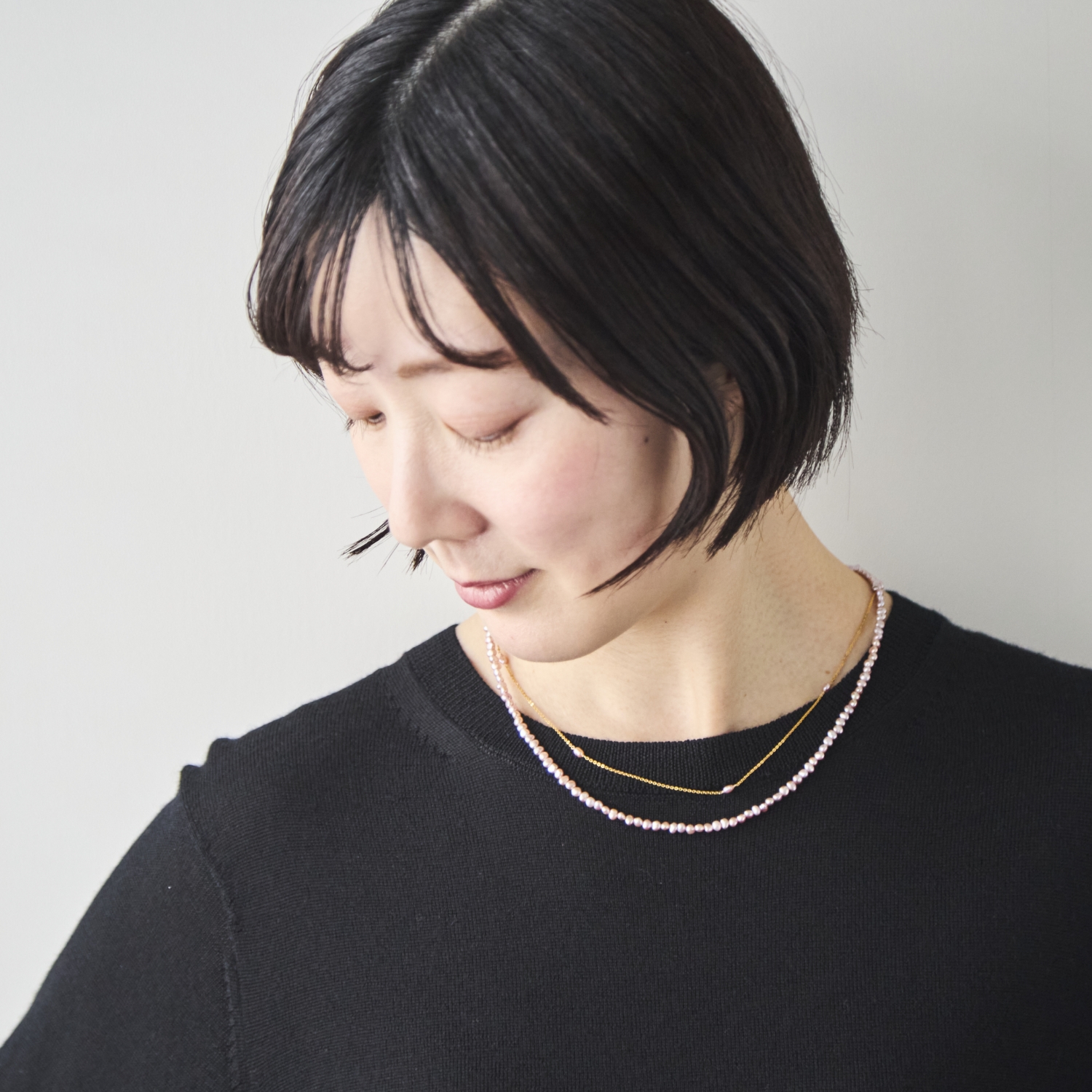misa/Kilka two way magnet clasp necklace ピンクパール