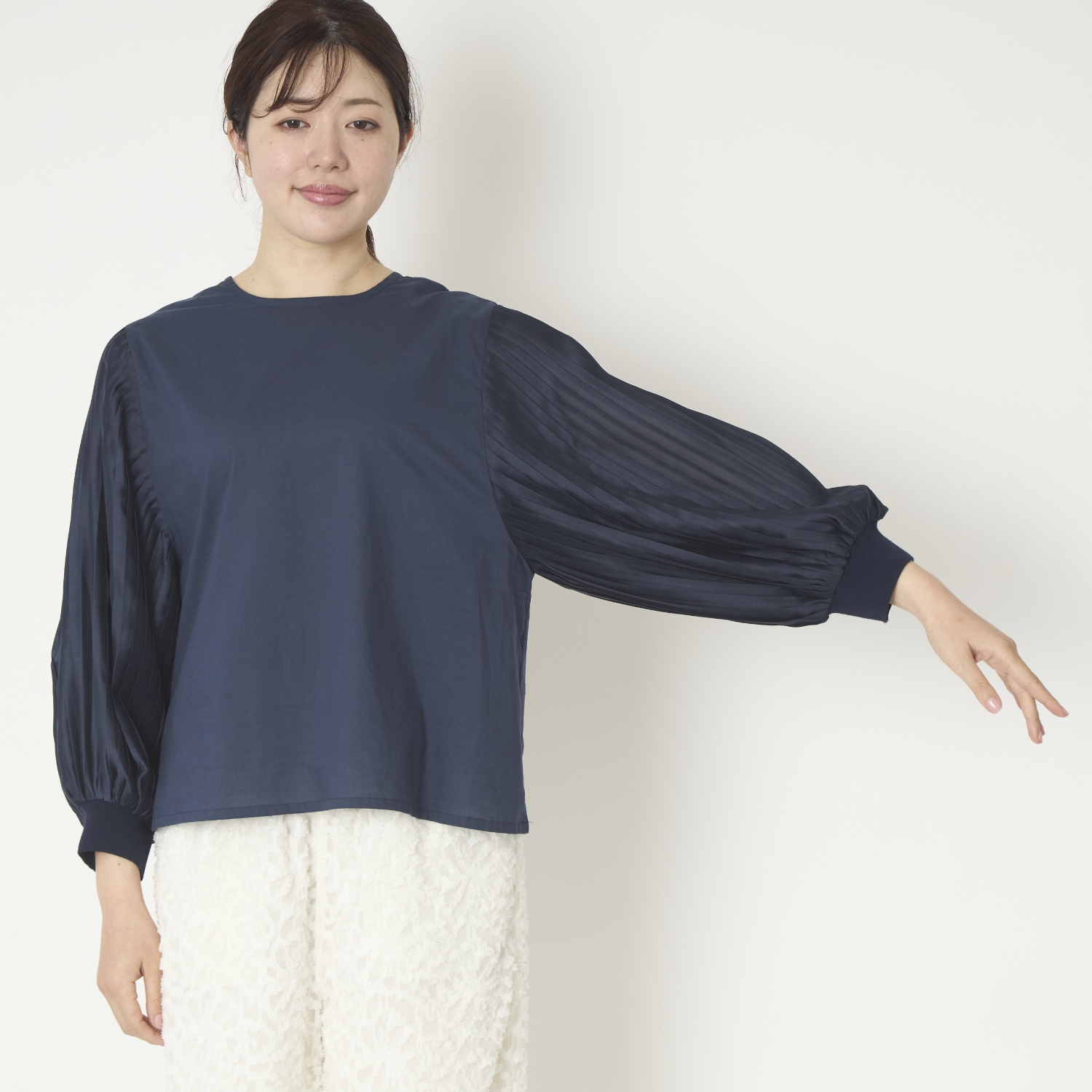 denicher/ドッキングプリーツスリーブブラウス