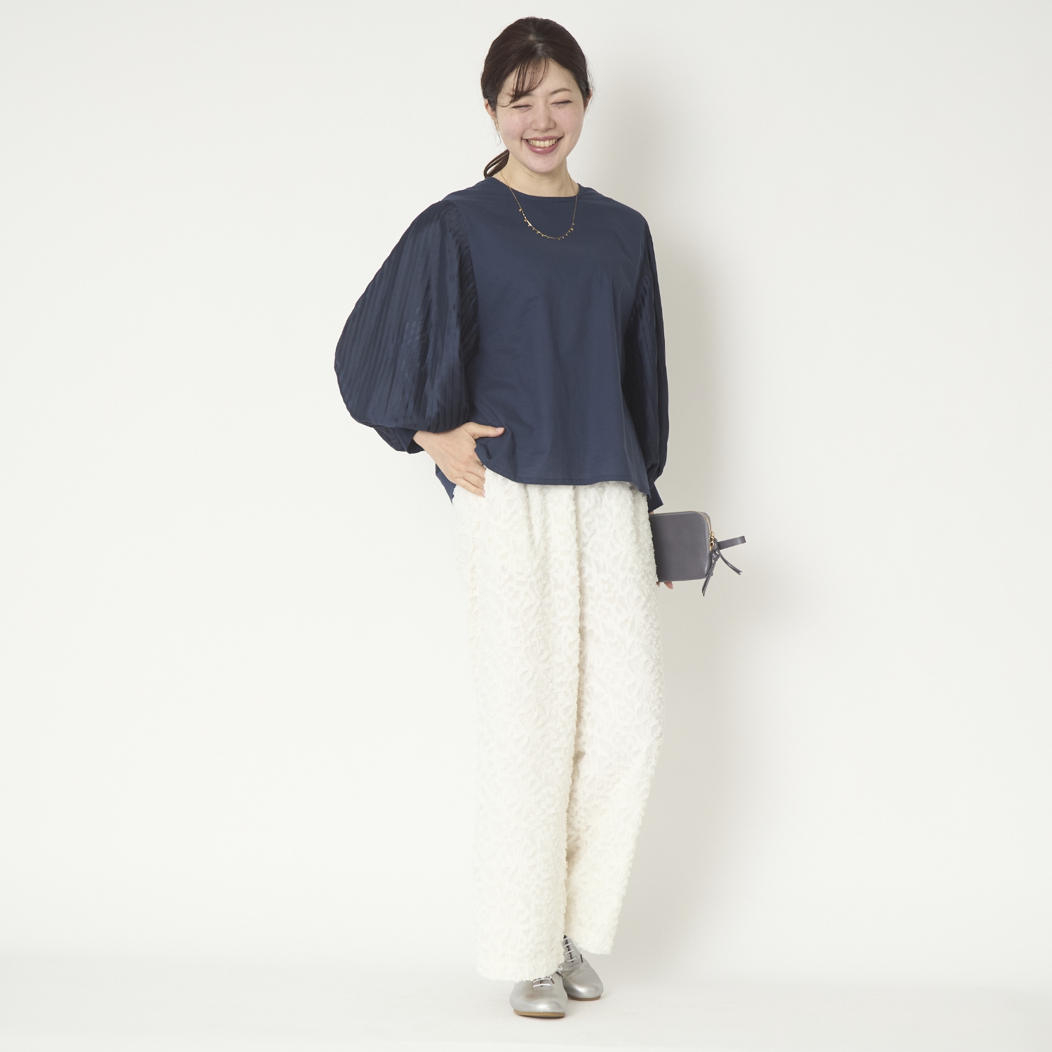 denicher/ドッキングプリーツスリーブブラウス