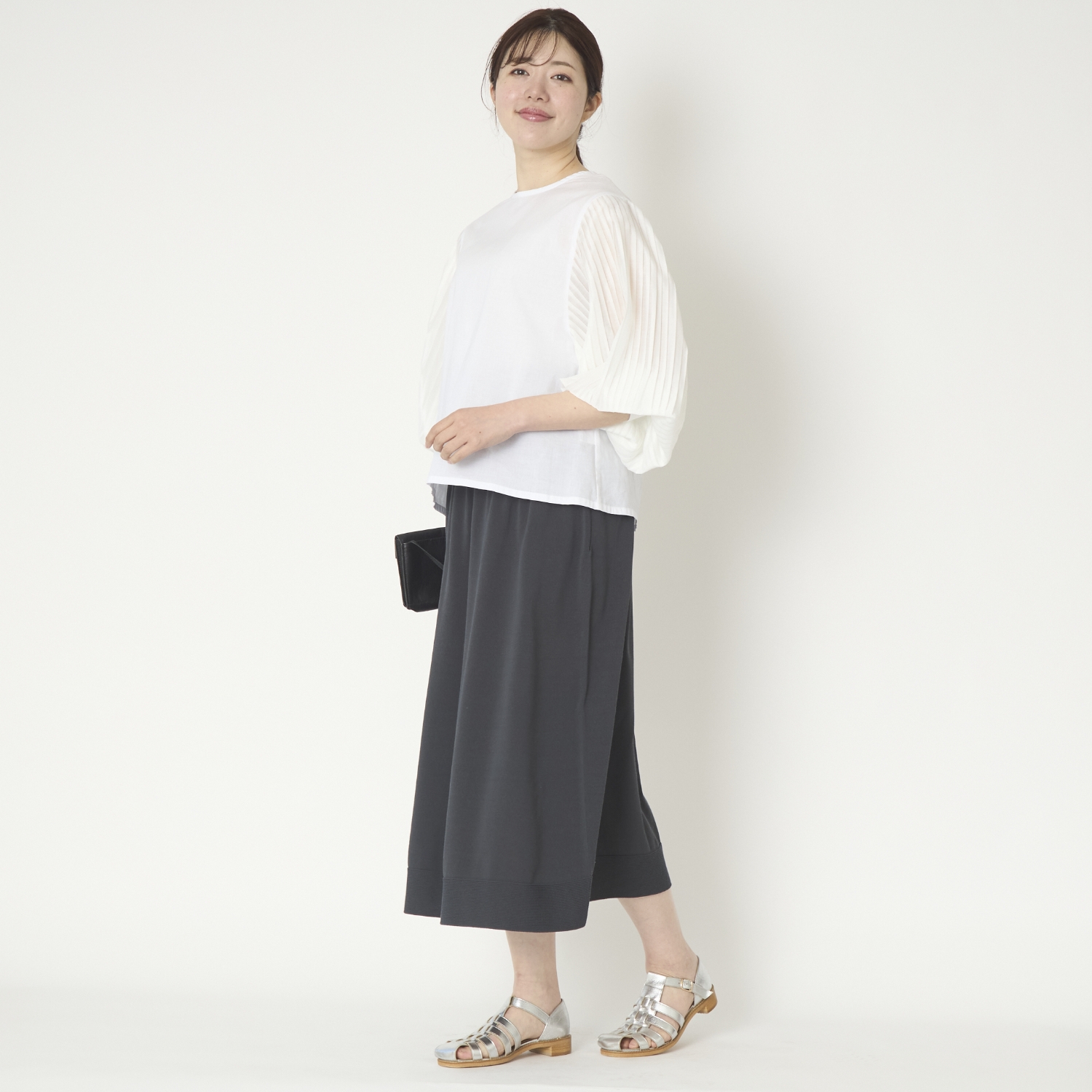 denicher/ドッキングプリーツスリーブブラウス