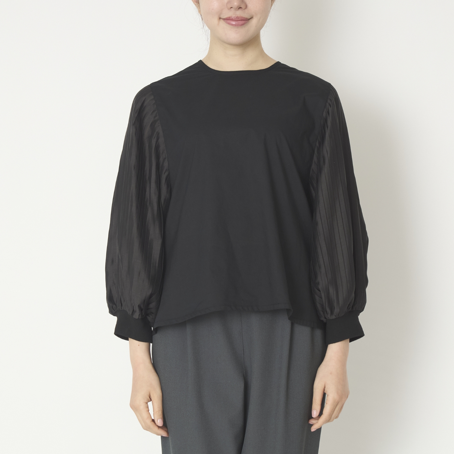 denicher/ドッキングプリーツスリーブブラウス