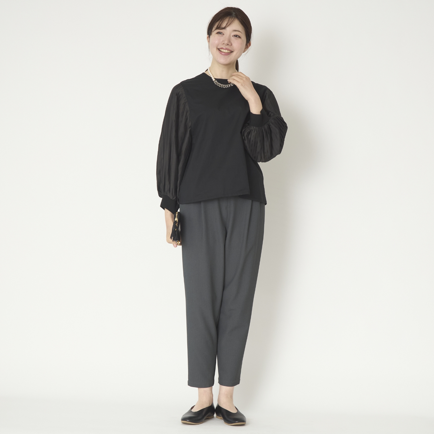 denicher/ドッキングプリーツスリーブブラウス