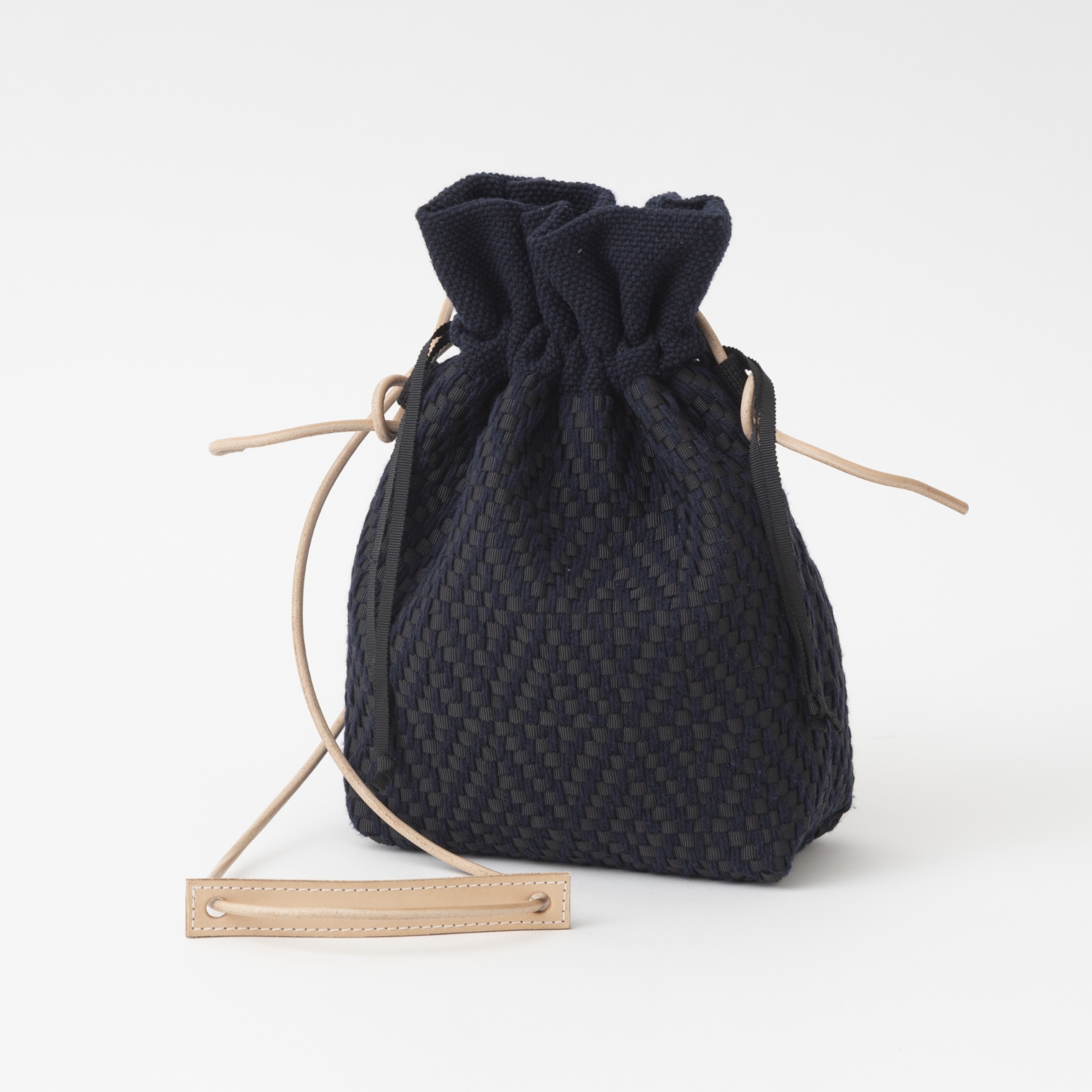 trois temps/リボン織の巾着ポシェット