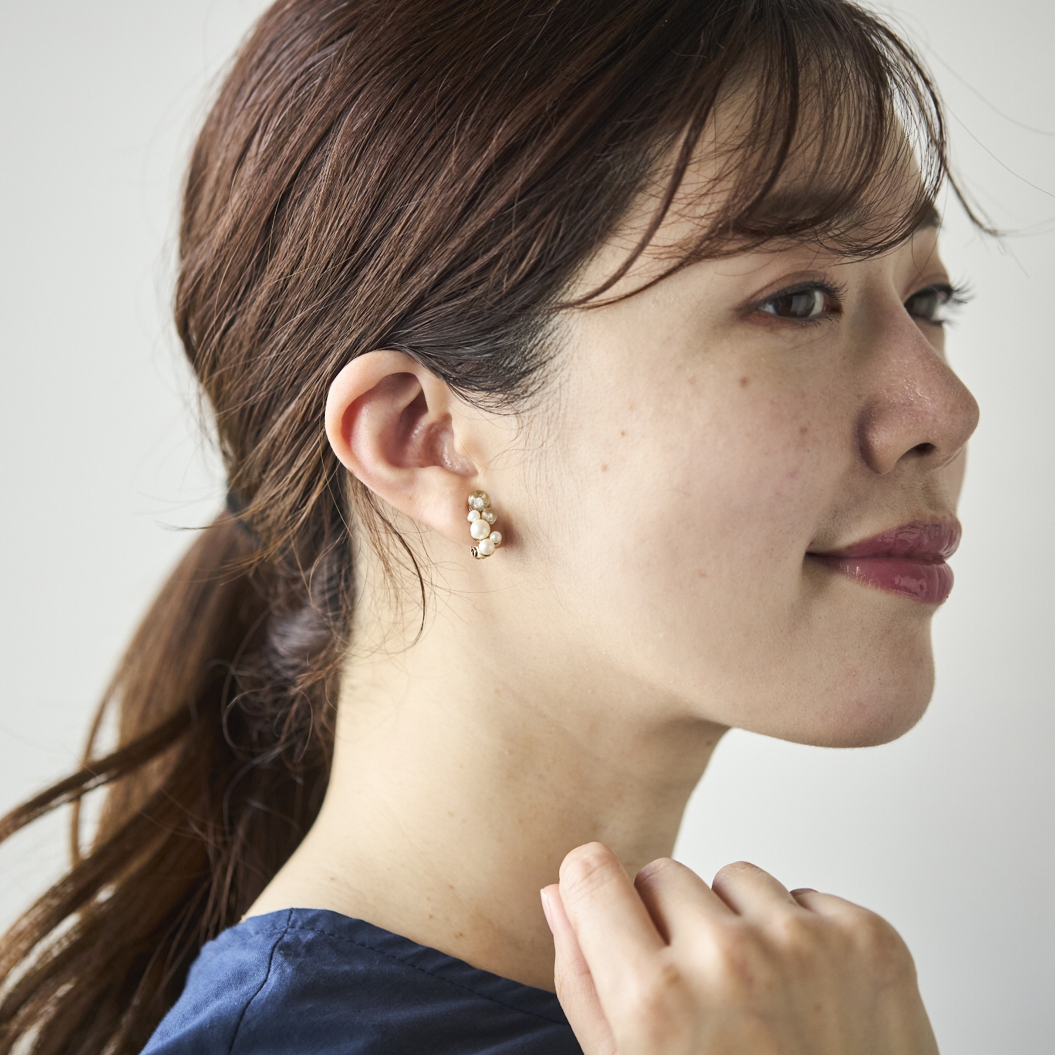 Ouca/天然石＆パールランダムイヤリング