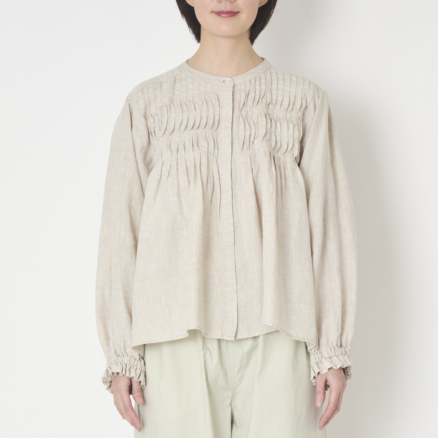 ubasoku/ウェーブピンタックブラウス